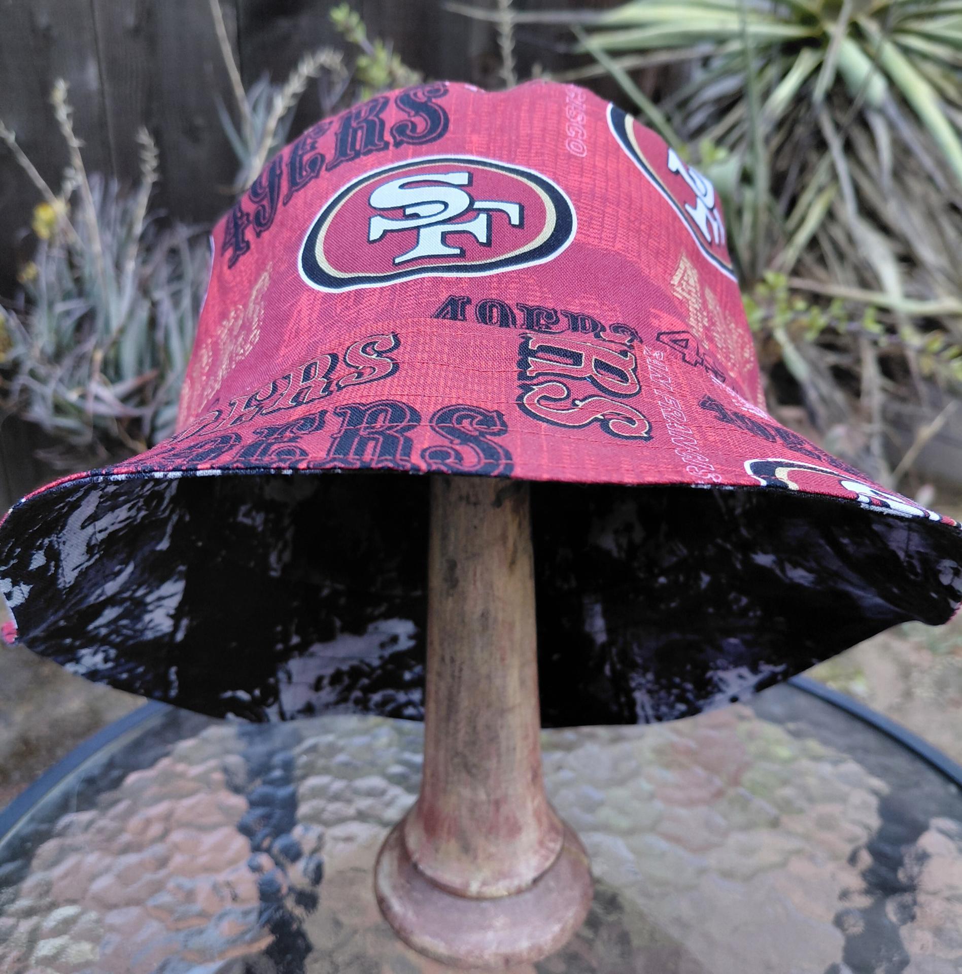 San Francisco 49ers Bucket Hat, Handmade, Distressed Style Print, Reversible, Unisex Sizes up to 4XL, summer fishing hat, sun hat, floppy hat, adults or children