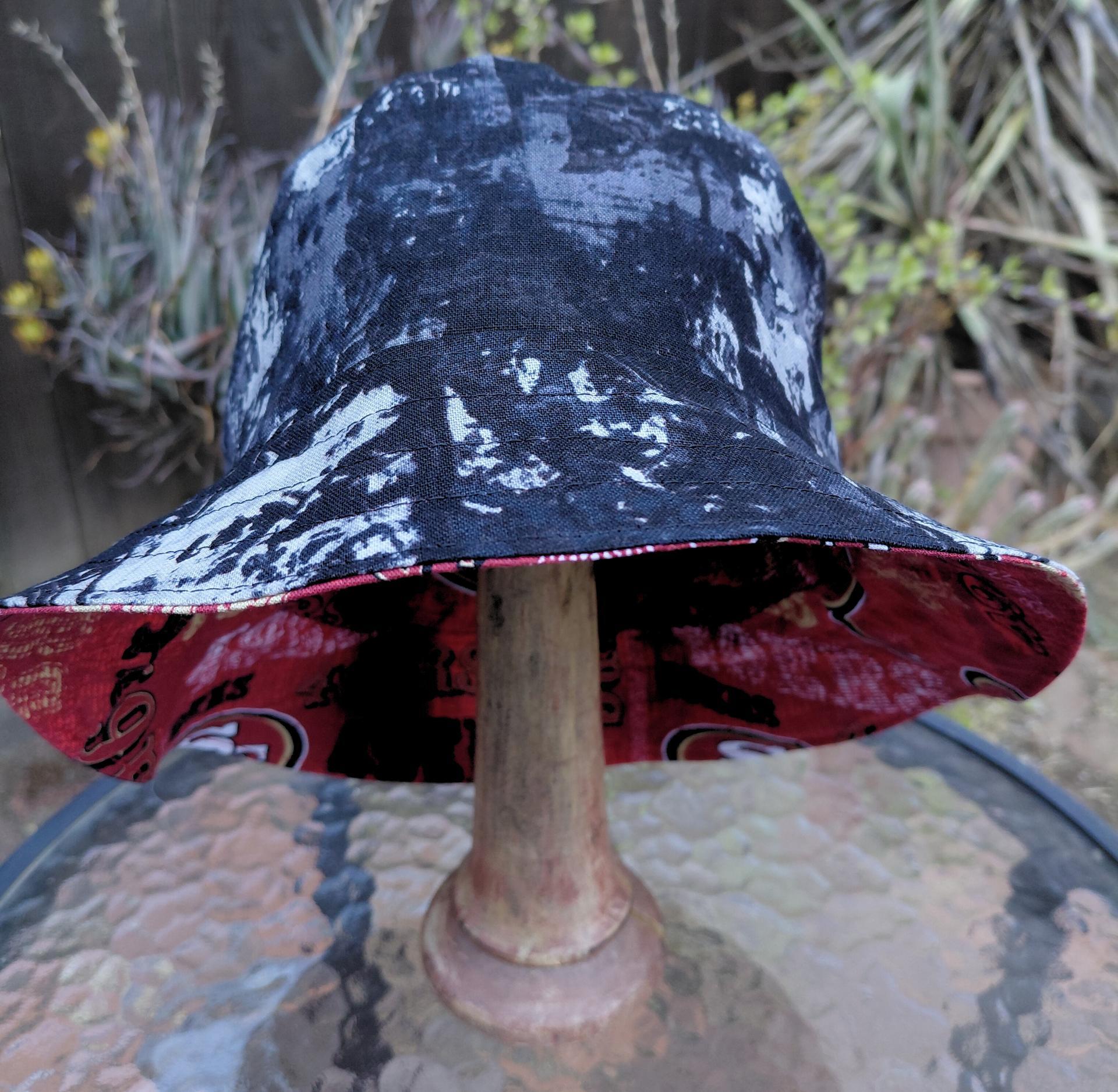 San Francisco 49ers Bucket Hat, Handmade, Distressed Style Print, Reversible, Unisex Sizes up to 4XL, summer fishing hat, sun hat, floppy hat, adults or children