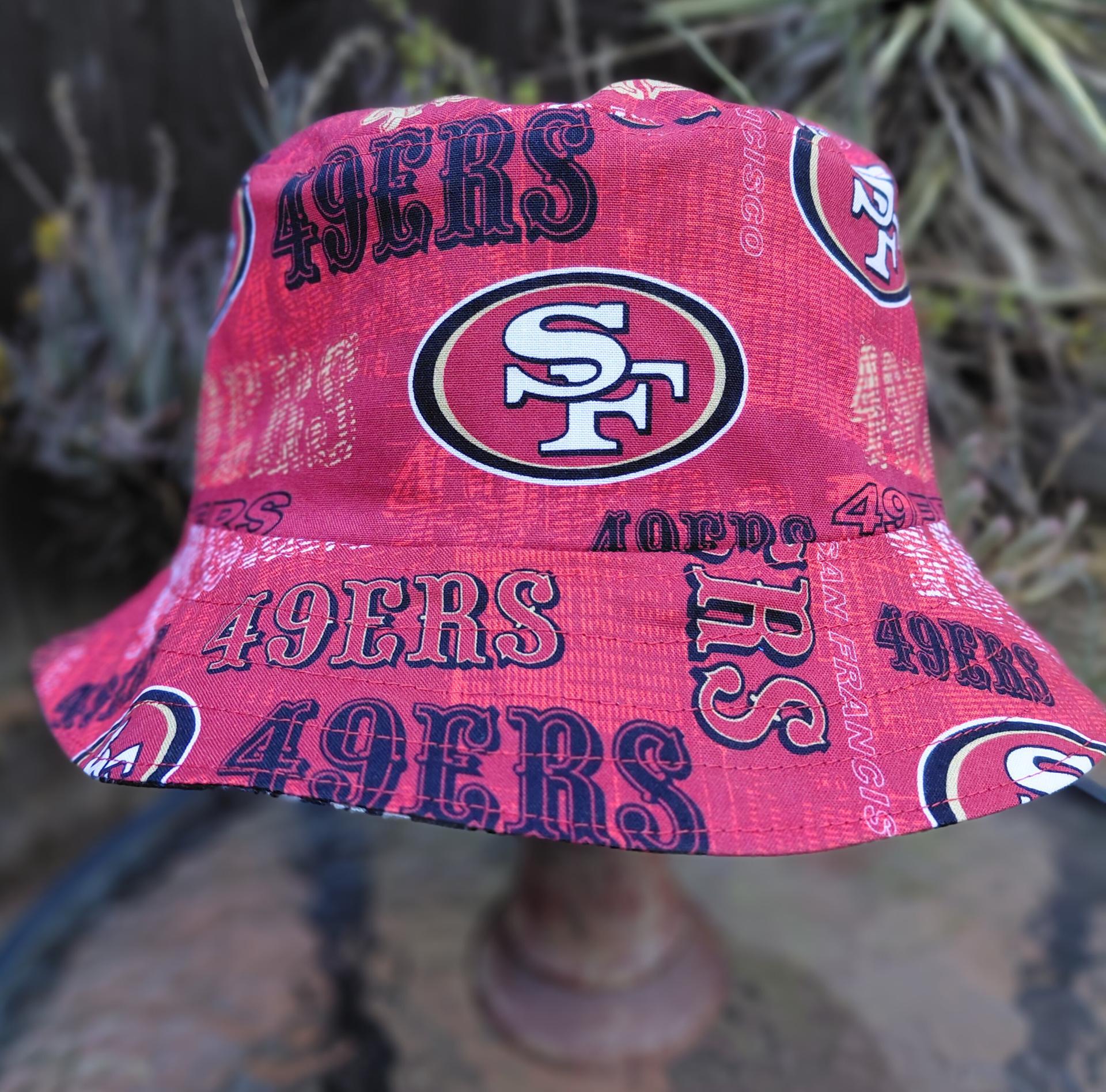 San Francisco 49ers Bucket Hat, Handmade, Distressed Style Print, Reversible, Unisex Sizes up to 4XL, summer fishing hat, sun hat, floppy hat, adults or children