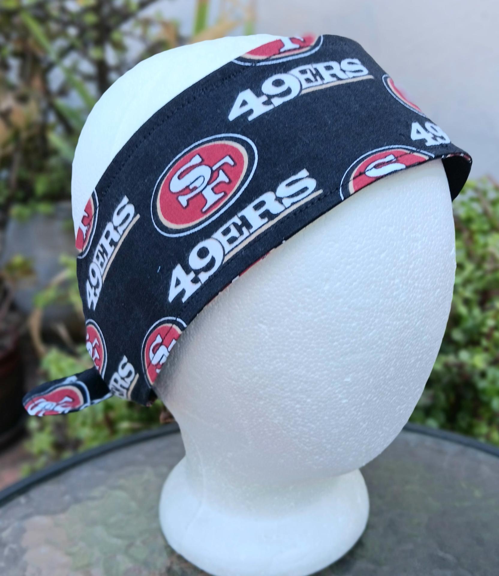 3” Wide San Francisco 49ers headband, handmade, Niners bandana, pin up style hair tie, retro style, rockabilly, head scarf, red or black