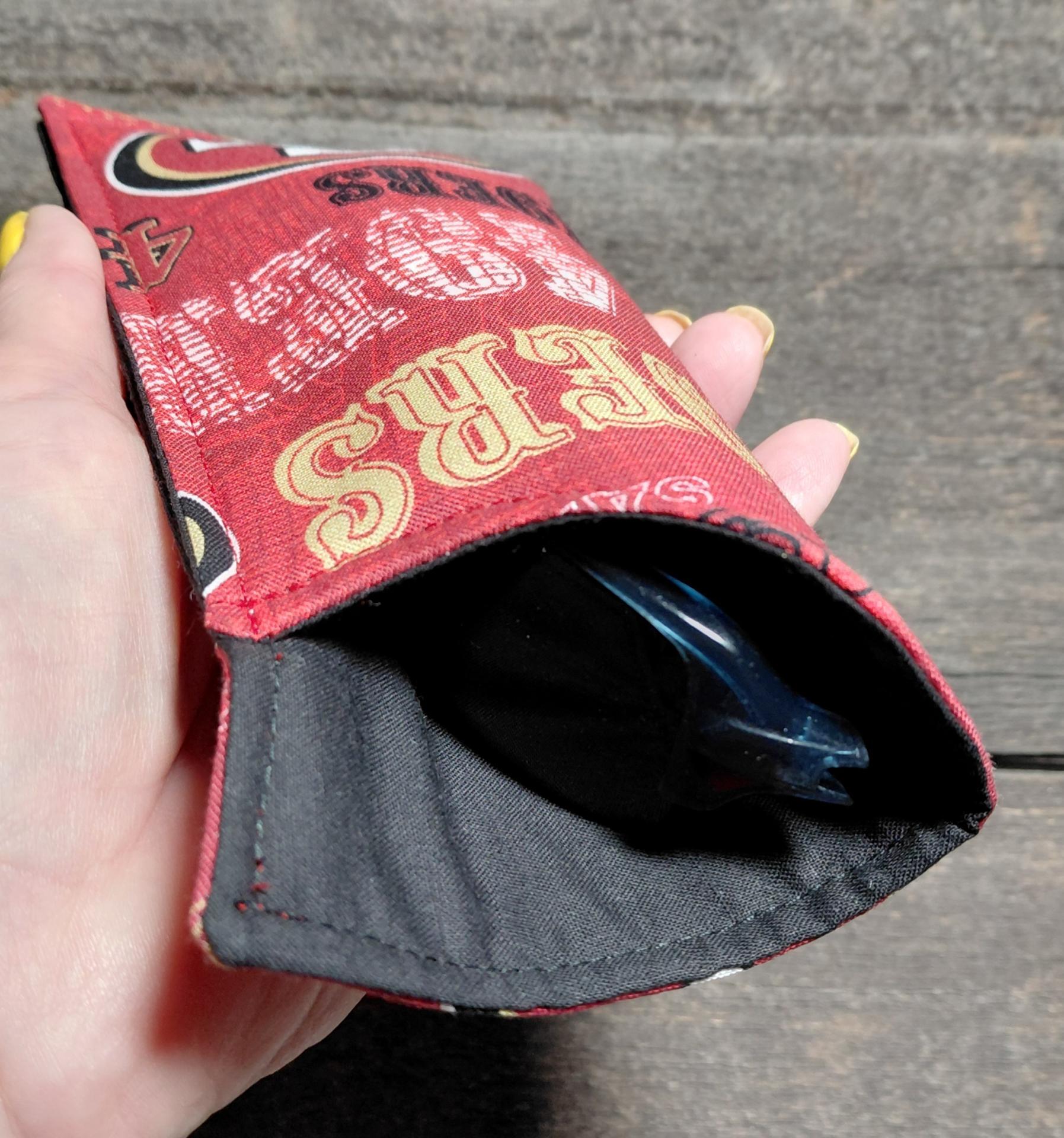 49er Eyeglasses Sleeve, SF 49er Glasses Case, Soft Glasses Case, Canvas Glasses Pouch, Red, Gold and Black