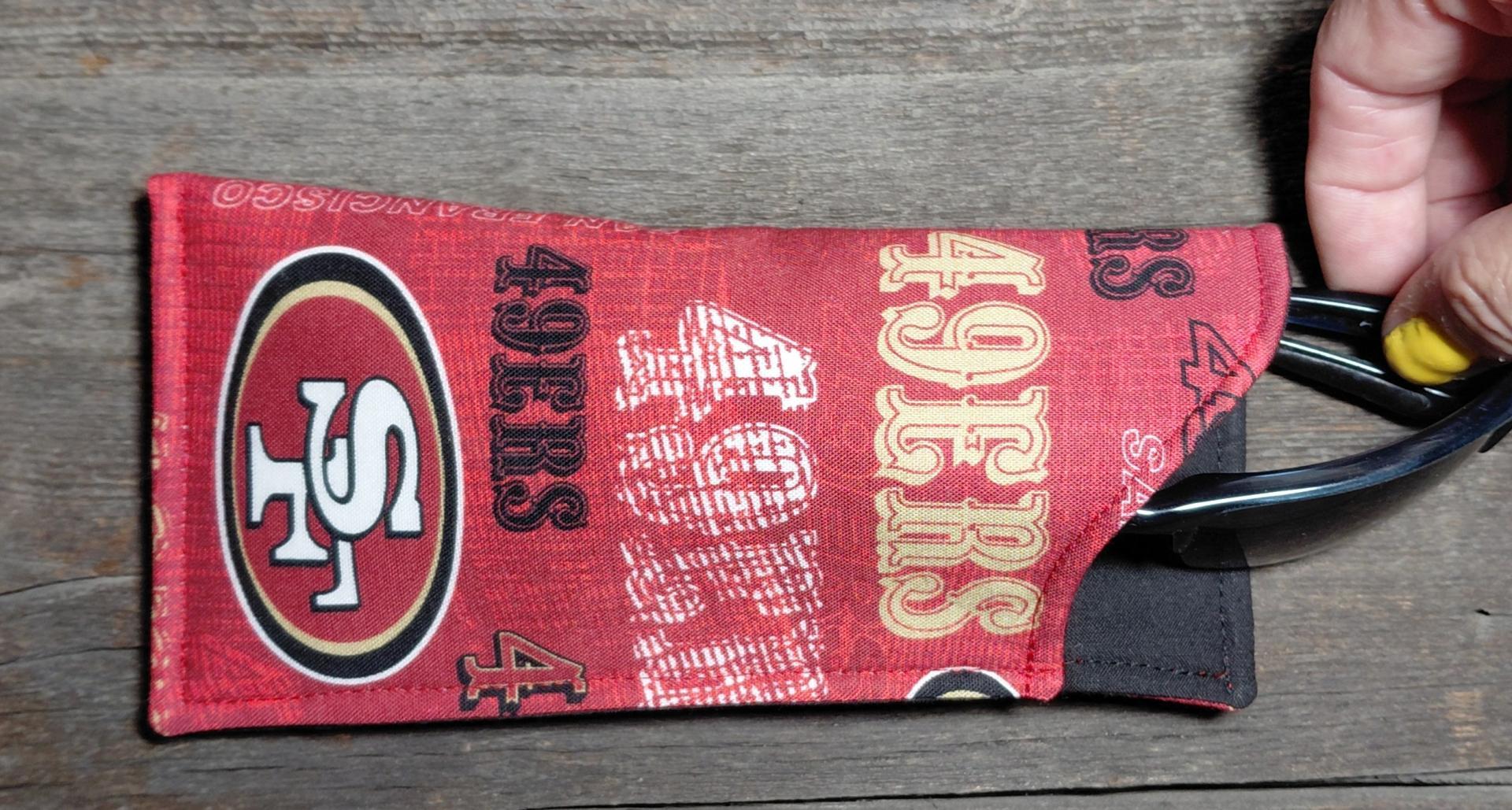 49er Eyeglasses Sleeve, SF 49er Glasses Case, Soft Glasses Case, Canvas Glasses Pouch, Red, Gold and Black
