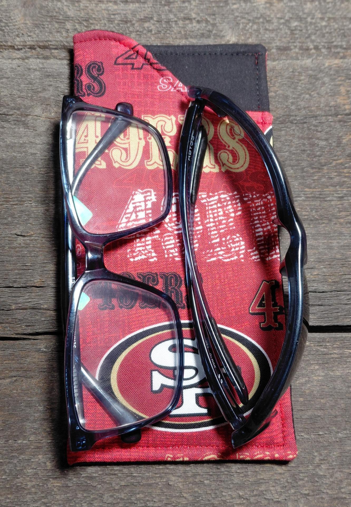 49er Eyeglasses Sleeve, SF 49er Glasses Case, Soft Glasses Case, Canvas Glasses Pouch, Red, Gold and Black