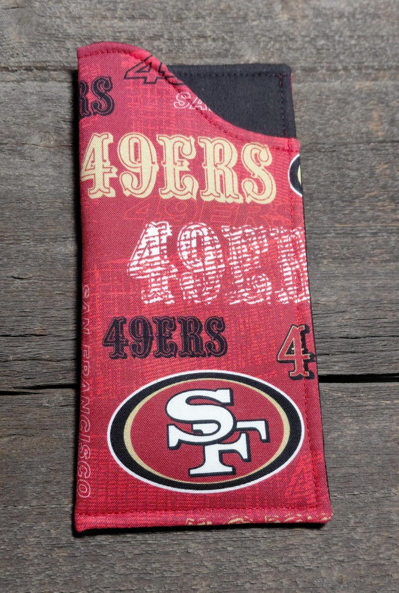 49er Eyeglasses Sleeve, SF 49er Glasses Case, Soft Glasses Case, Canvas Glasses Pouch, Red, Gold and Black