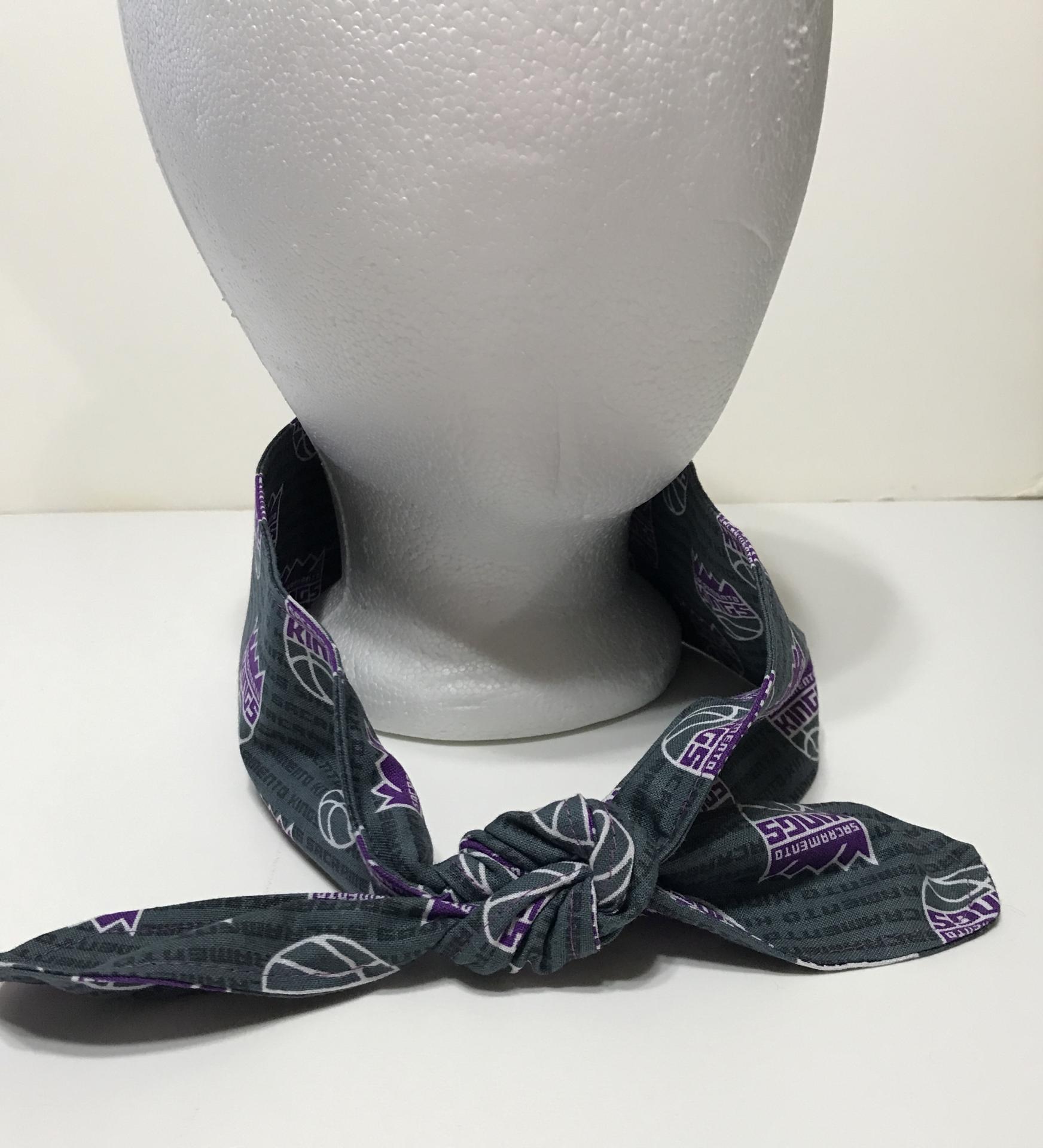 3” Wide Sacramento Kings hair tie, hair wrap, headband, pin up, self tie, scarf, neckerchief, retro, rockabilly, no wire