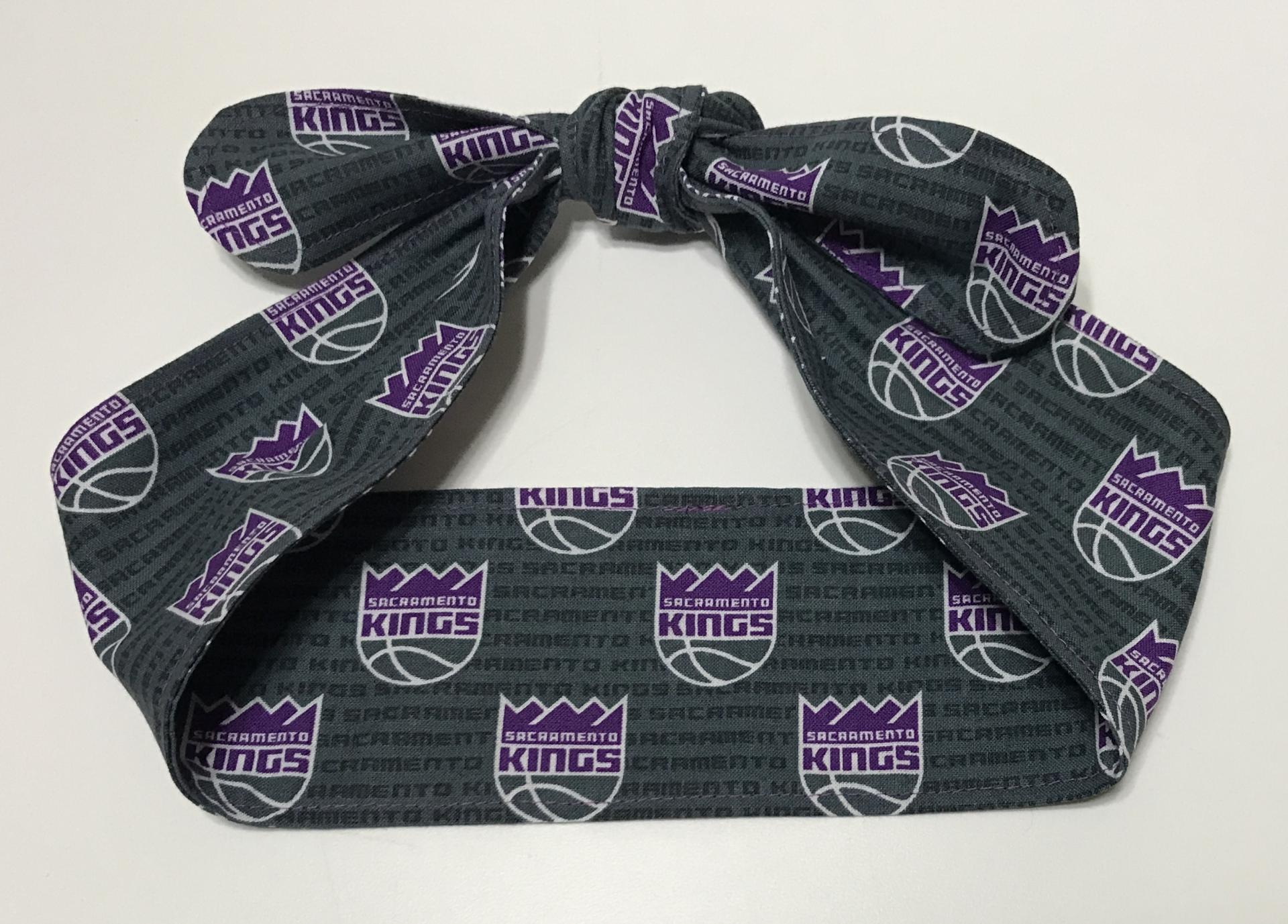 3” Wide Sacramento Kings headband, self tie, hair wrap, pin up style, scarf, bandana, retro style, rockabilly, basketball, handmade