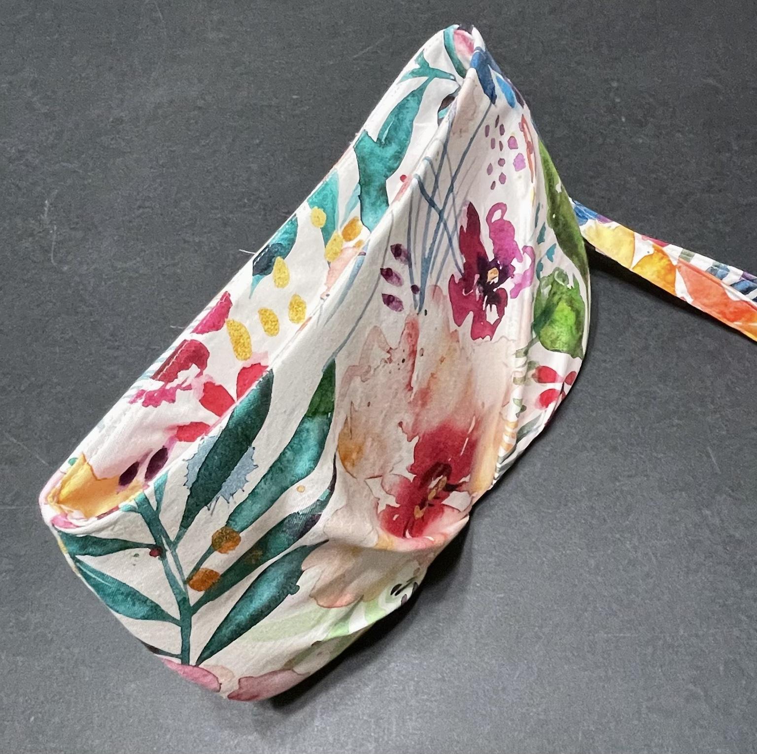 Pleated floral watercolor wristlet clutch purse, recessed zipper top, removable swivel wrist strap, cosmetic bag, make up pouch, bridesmaid gift, garden wedding