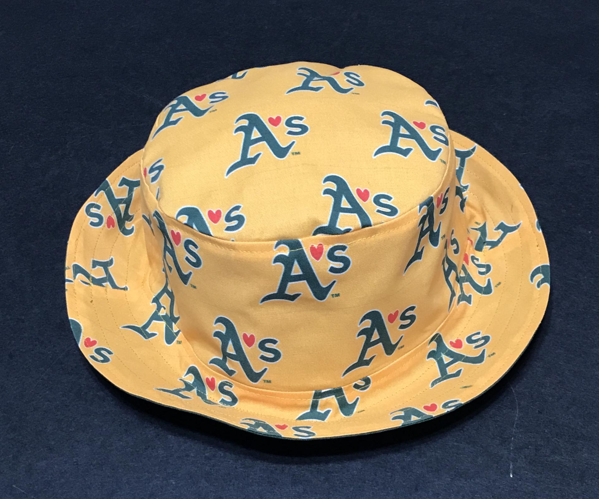 Oakland A’s Theme Bucket Hat, Golden Yellow, Reversible, Unisex Sizes S-XXL, cotton, fishing hat, sun hat, floppy hat, adults or older children