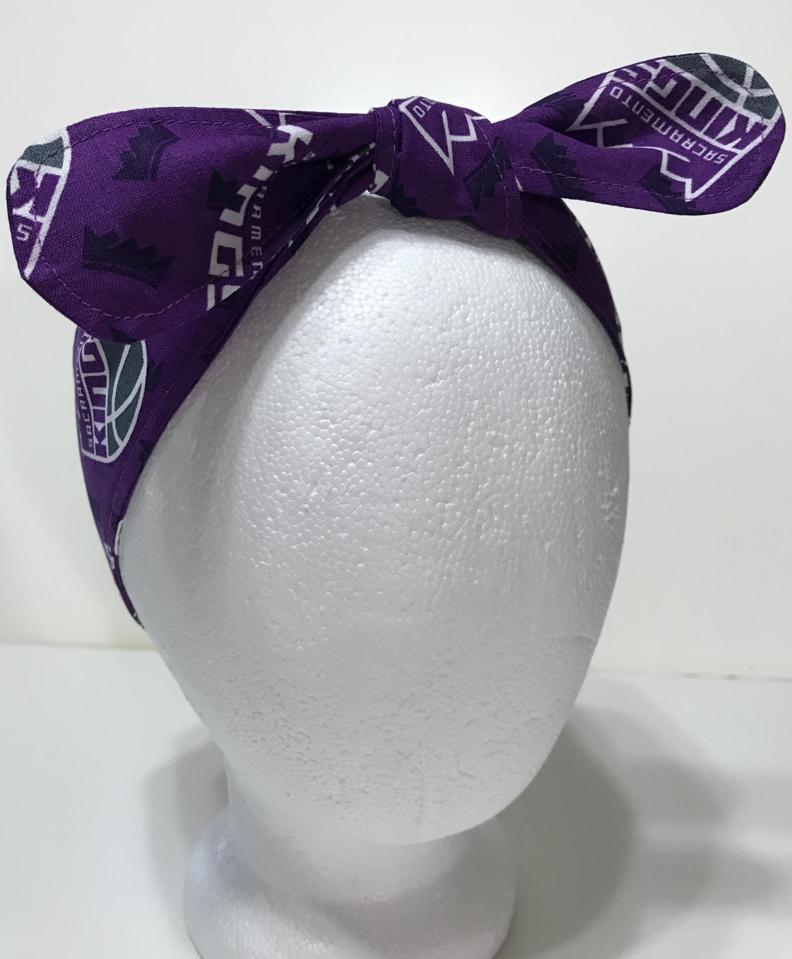 3” Wide Sacramento Kings hair tie, hair wrap, headband, pin up, self tie, scarf, neckerchief, retro, rockabilly, no wire
