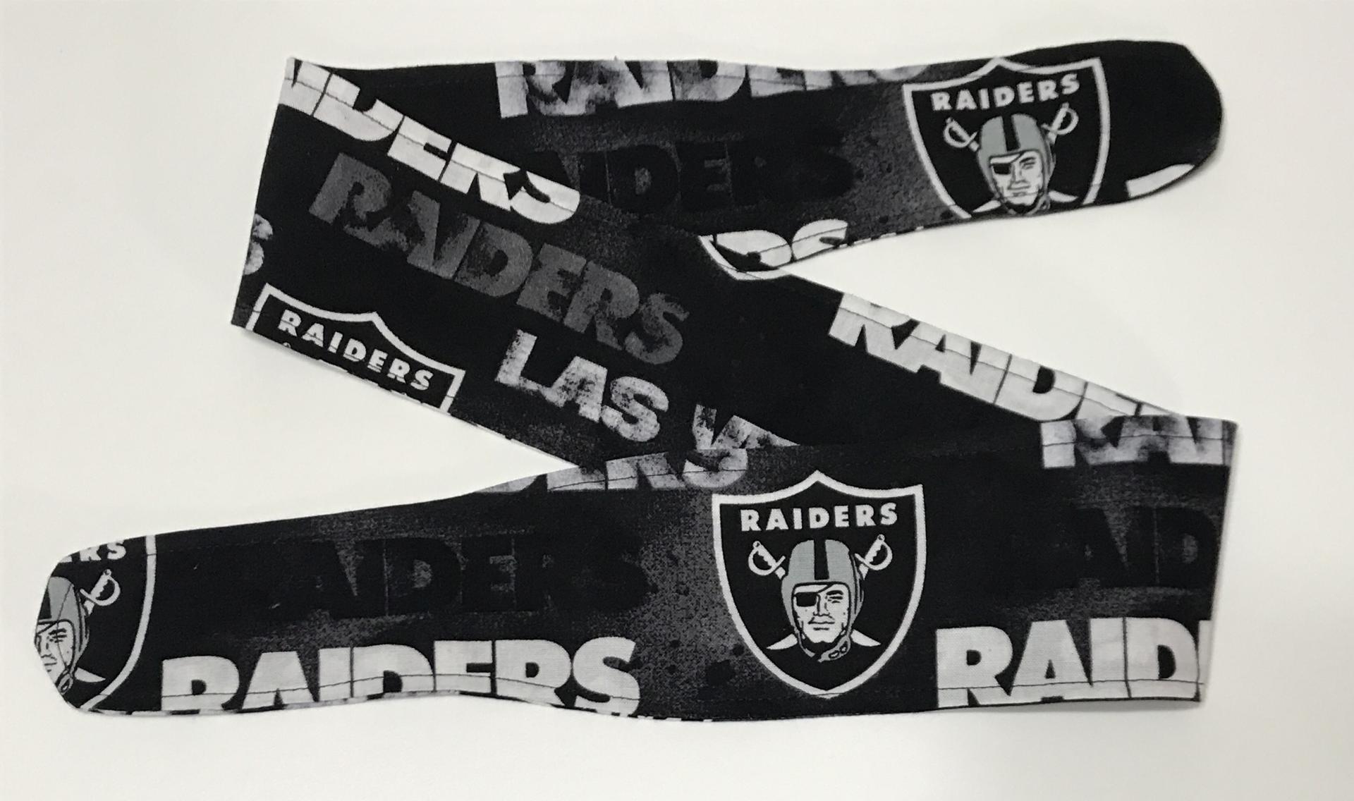 3” wide Las Vegas Raiders hair tie, red, hair wrap, headband, pin up, self tie, scarf, neckerchief, retro, rockabilly