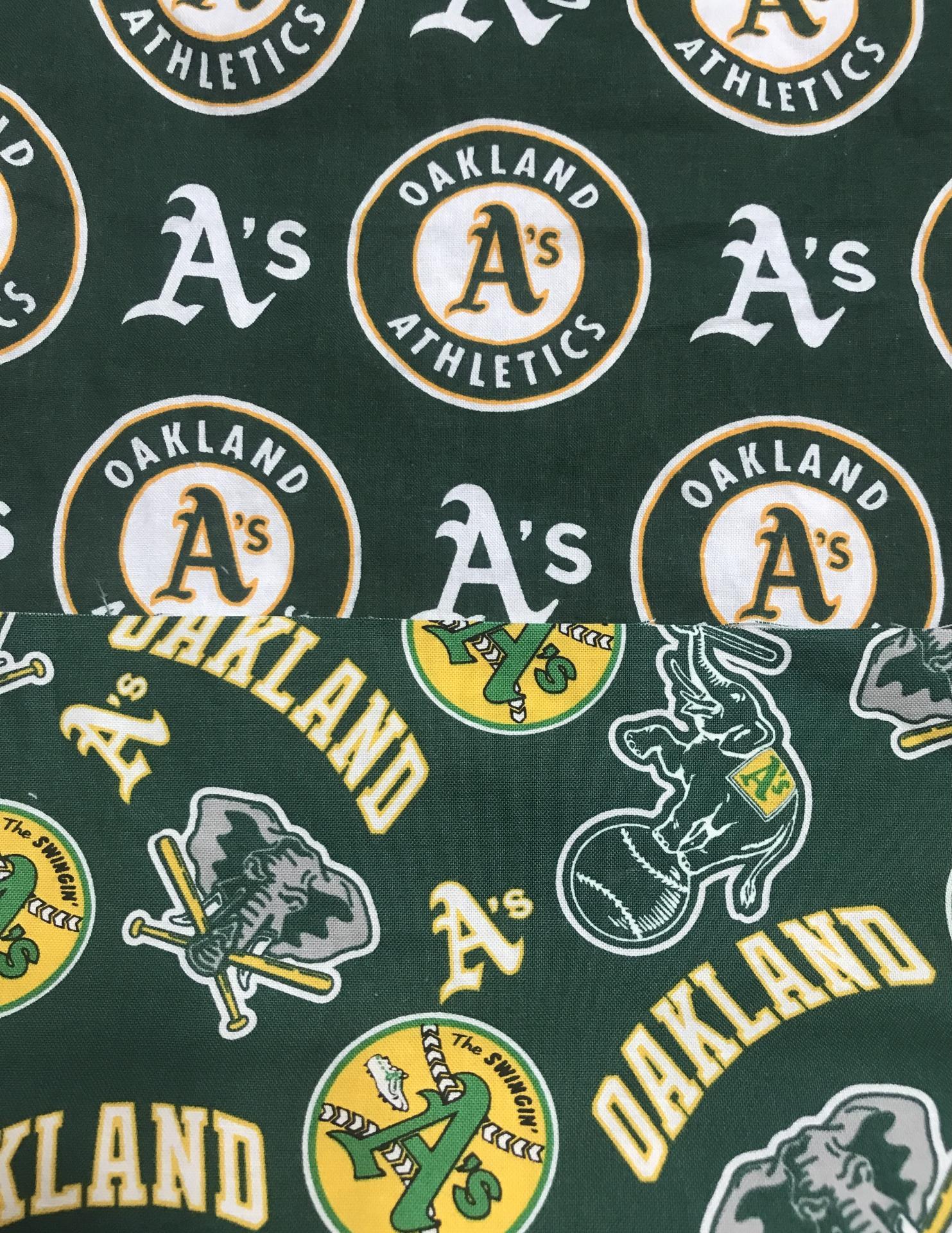 A's circle logo fabric on reverse of bucket hat