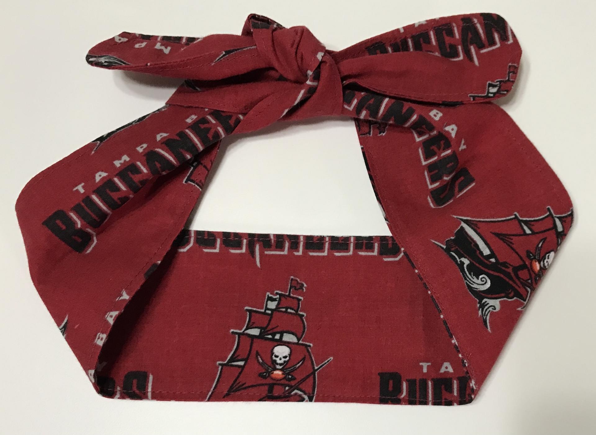 3” wide Tampa Bay Buccaneers hair tie, Bucs hair wrap, headband, pin up, self tie, scarf, neckerchief, retro, rockabilly, handmade