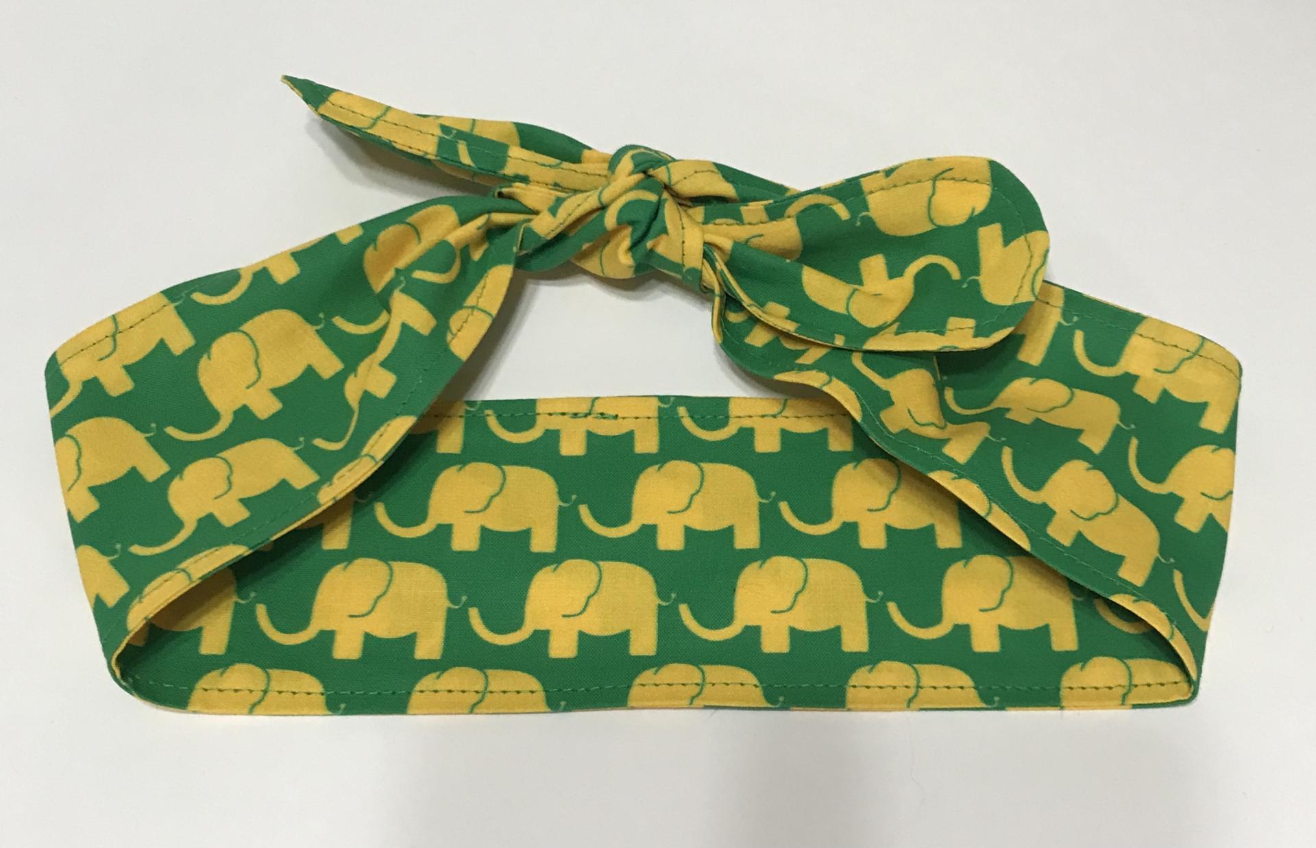 Yellow & green elephants hair tie headband Oakland A’s
