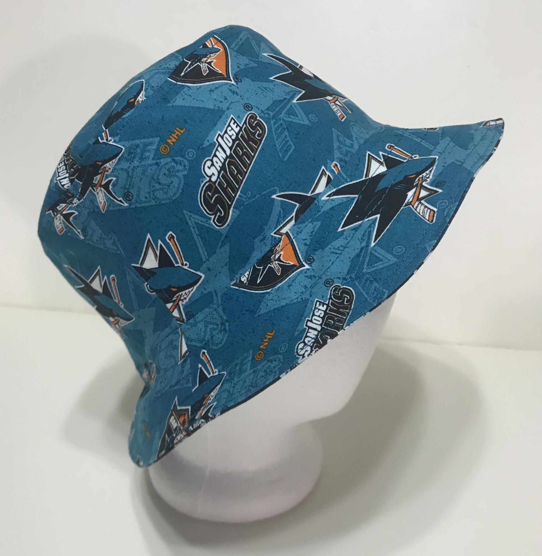 San Jose Sharks Bucket Hat, Reversible, Hockey, Sizes S-XXL, summer hat, fishing hat, sun hat, floppy hat, handmade