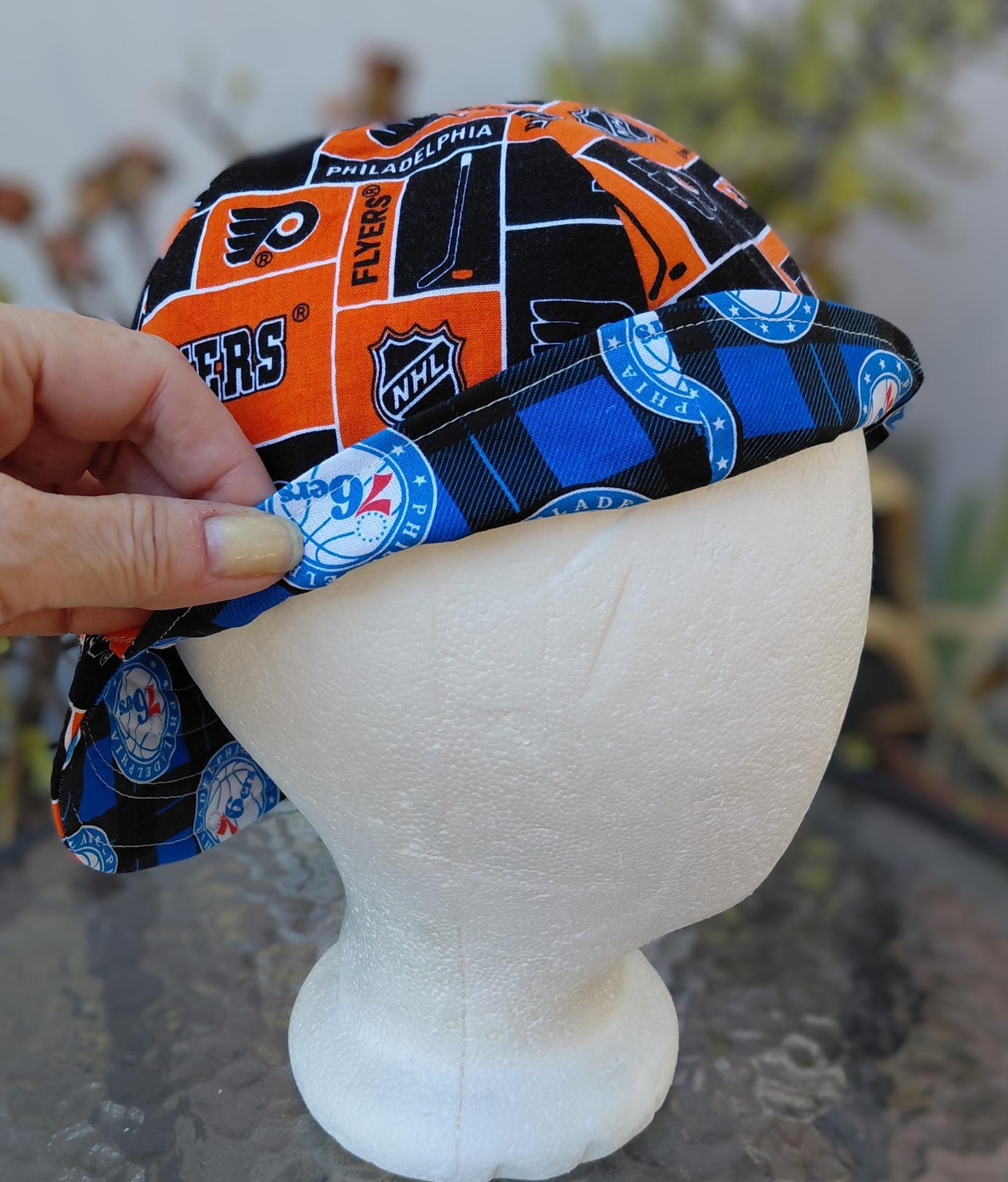 Reversible Philadelphia 76ers / Flyers Welding Cap, handmade, 4-panel, no band, 100% cotton, Philadelphia sports teams, welder gift