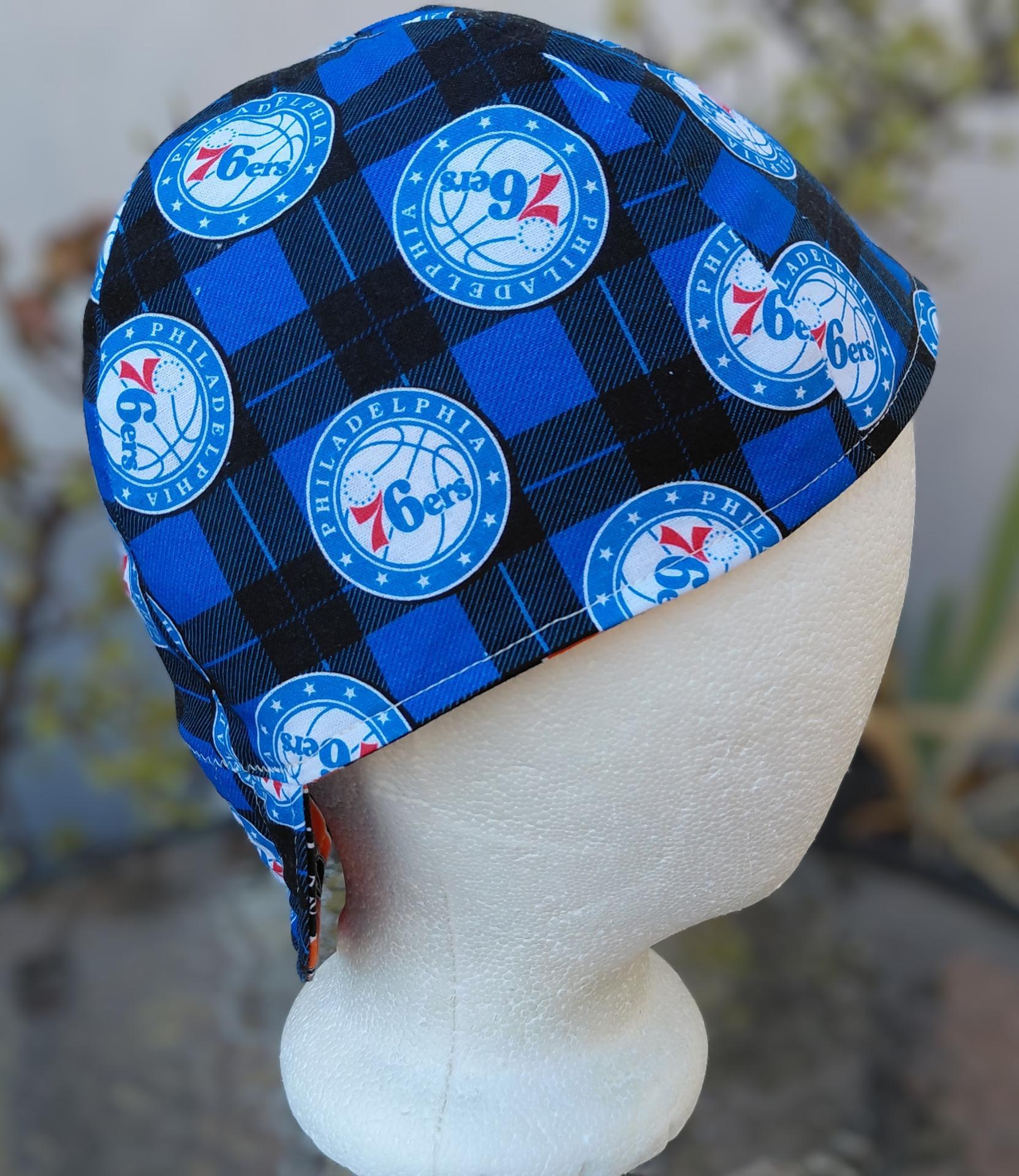 Reversible Philadelphia 76ers / Flyers Welding Cap, handmade, 4-panel, no band, 100% cotton, Philadelphia sports teams, welder gift