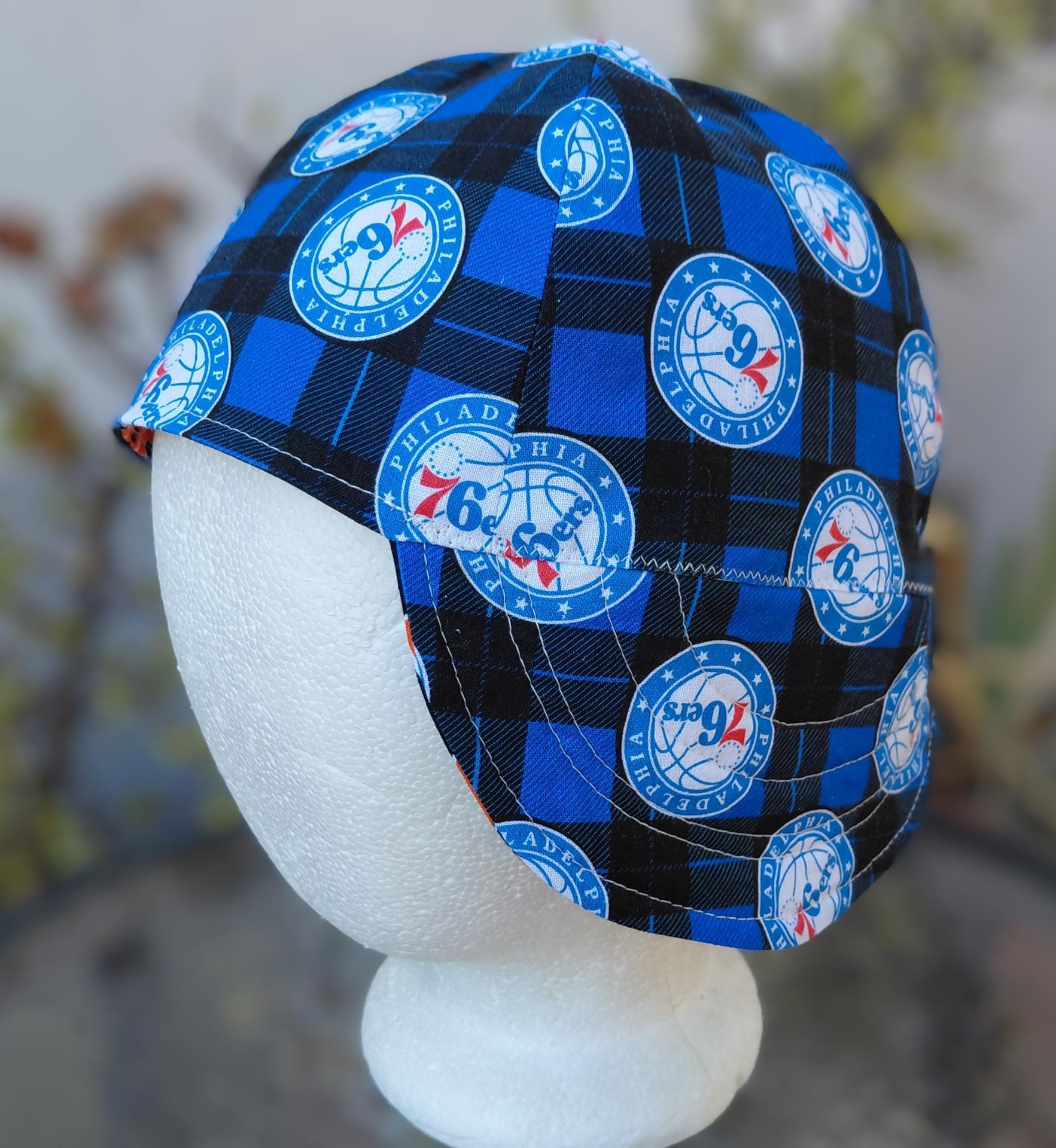 Reversible Philadelphia 76ers / Flyers Welding Cap, handmade, 4-panel, no band, 100% cotton, Philadelphia sports teams, welder gift