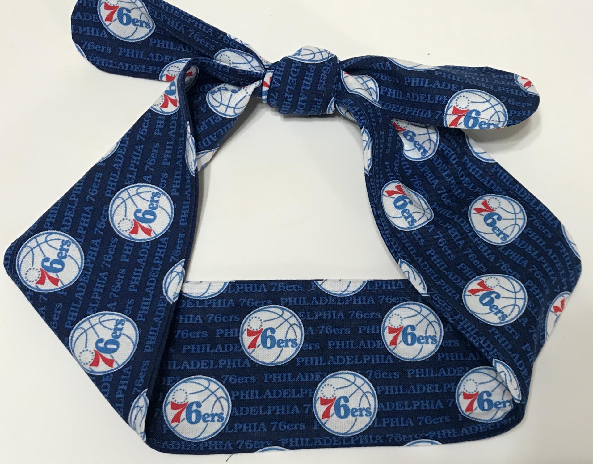 3” wide Philadelphia 76ers headband, hair wrap, hair tie, pin up style, self tie, scarf, retro, rockabilly, handmade