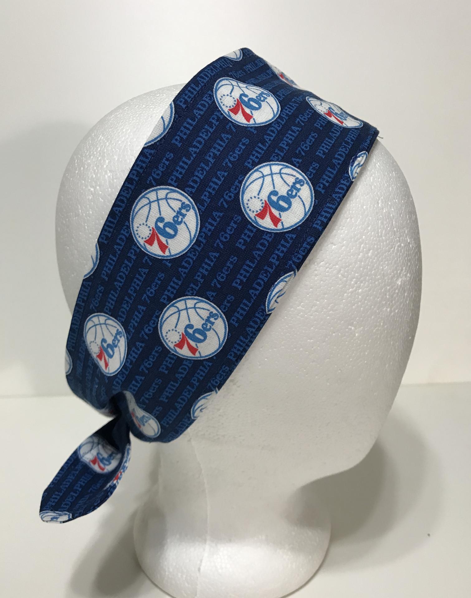 3” wide Philadelphia 76ers headband, hair wrap, hair tie, pin up style, self tie, scarf, retro, rockabilly, handmade