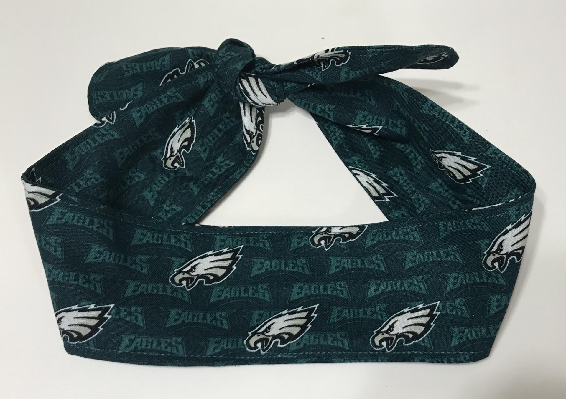 3” wide Philadelphia Eagles hair tie, hair wrap, headband, pin up, self tie, scarf, neckerchief, retro, rockabilly
