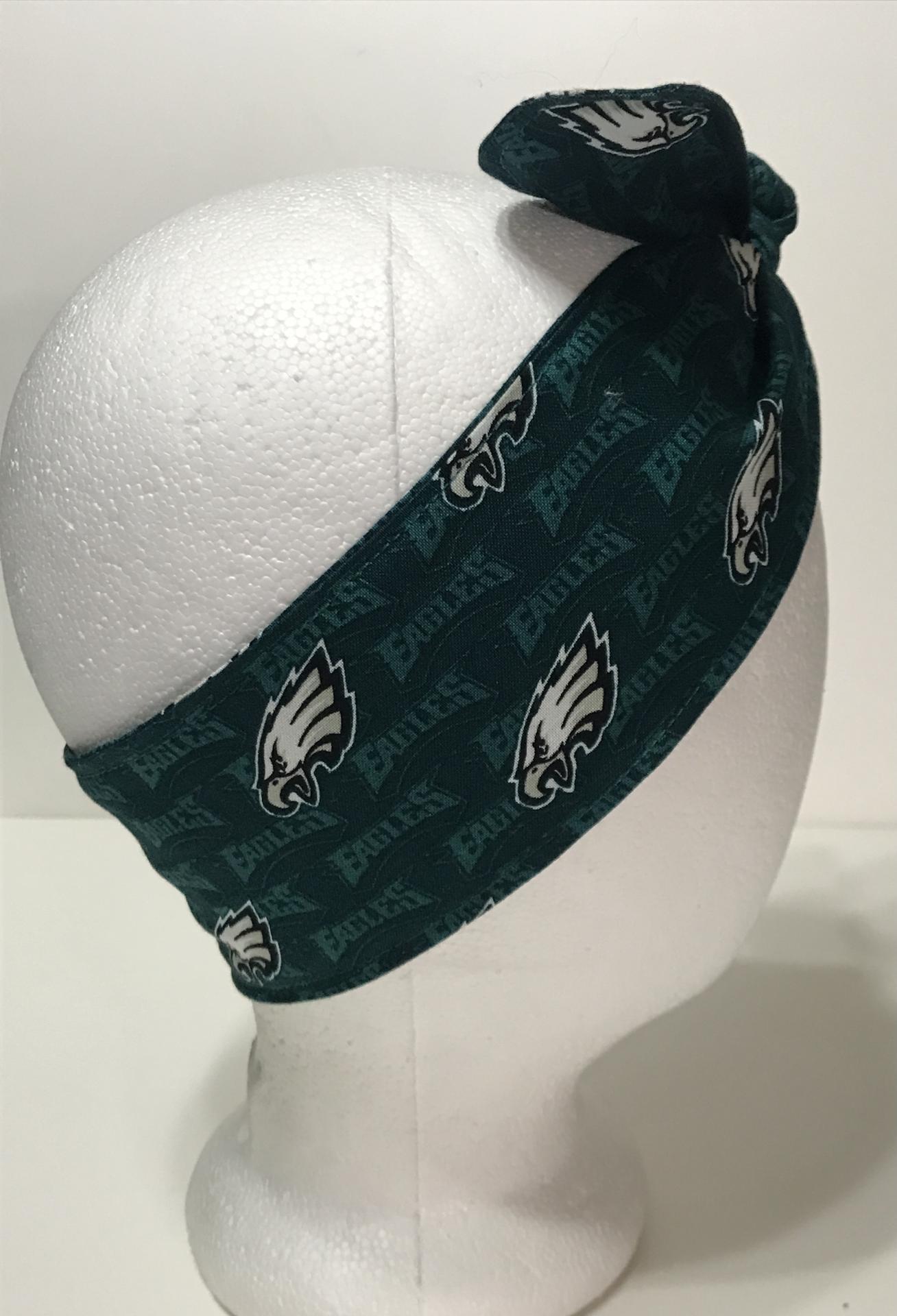 3” wide Philadelphia Eagles hair tie, hair wrap, headband, pin up, self tie, scarf, neckerchief, retro, rockabilly