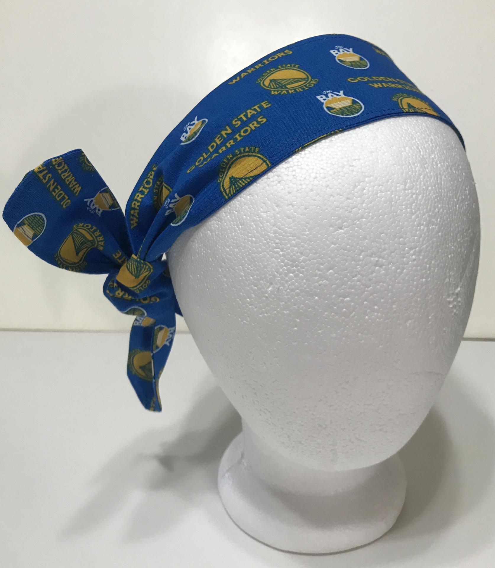 GSW hair wrap scarf shown on mannequin, with knot tied on side