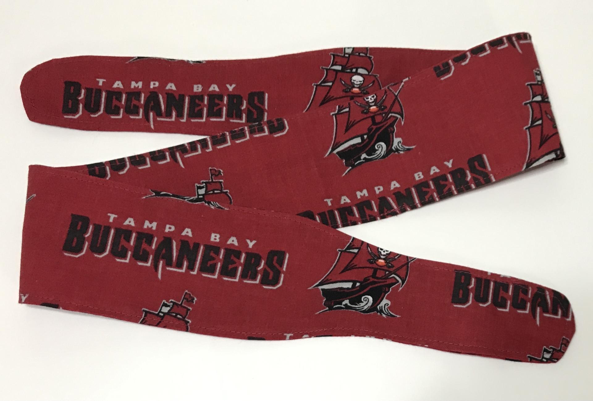3” wide Tampa Bay Buccaneers hair tie, Bucs hair wrap, headband, pin up, self tie, scarf, neckerchief, retro, rockabilly