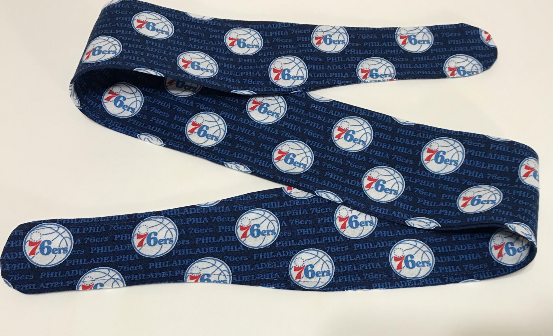 3” wide Philadelphia 76ers headband, hair wrap, hair tie, pin up style, self tie, scarf, retro, rockabilly, handmade