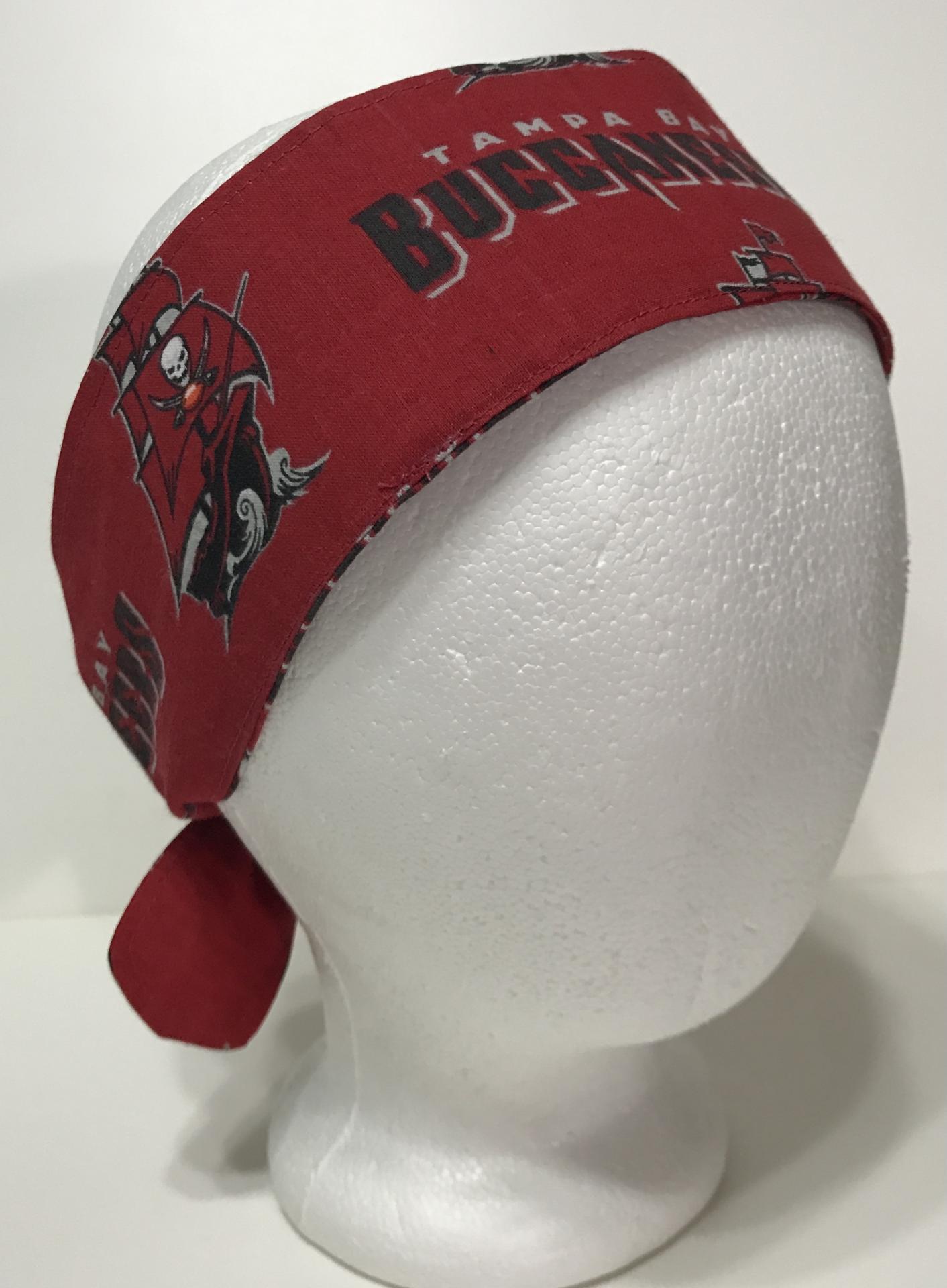 3” wide Tampa Bay Buccaneers hair tie, Bucs headband, hair wrap, head wrap, pin up, self tie, scarf, neckerchief, retro, rockabilly, handmade