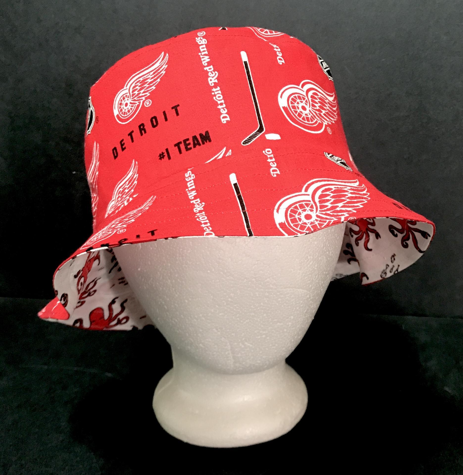 Detroit Red Wings / Octopus Bucket Hat, Detroit Red Wings Fan Hat, Reversible, Unisex Sizes S-XXL, cotton, hockey, fishing hat, sun hat, floppy hat