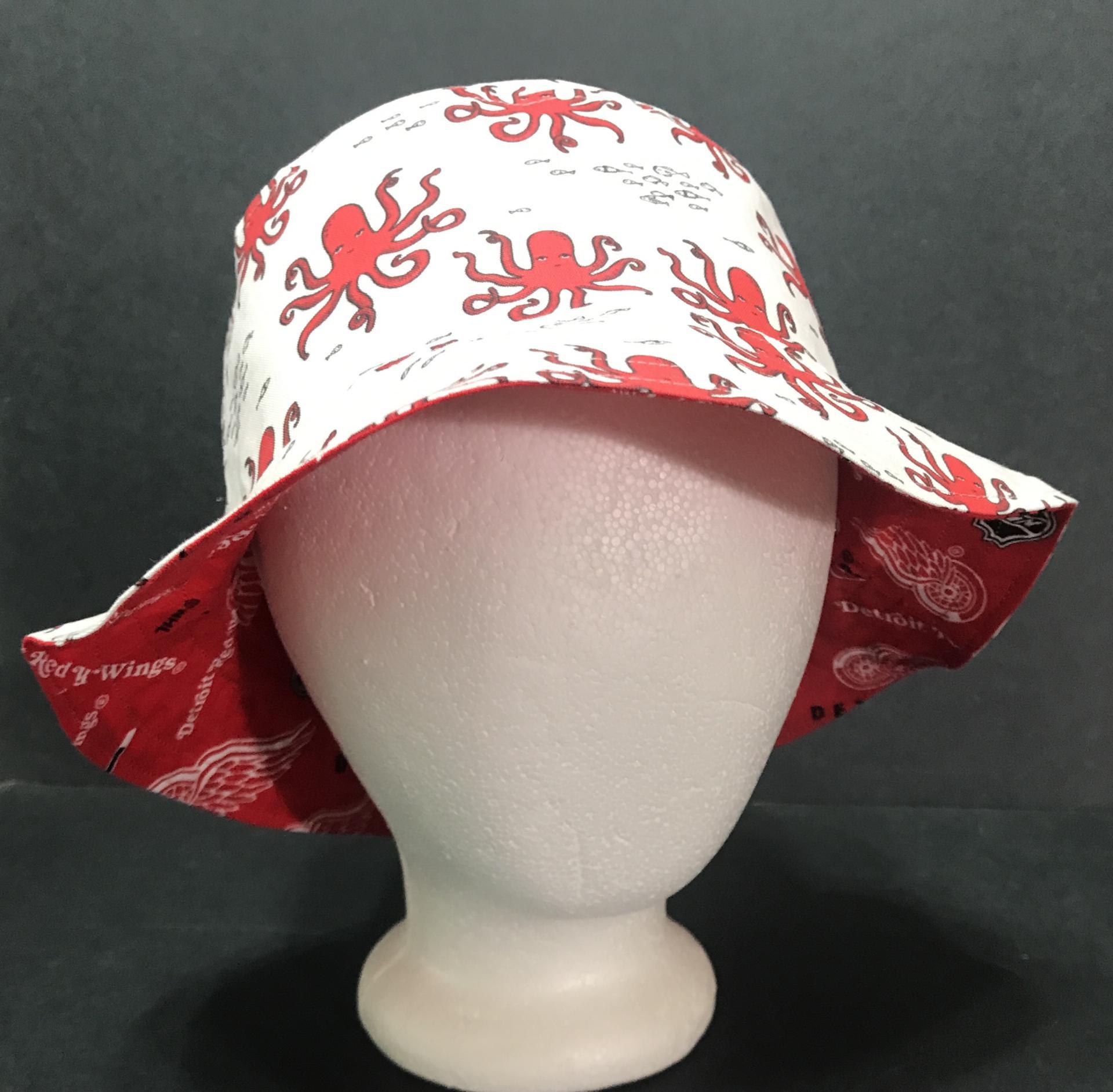 Detroit Red Wings / Octopus Bucket Hat, Detroit Red Wings Fan Hat, Reversible, Unisex Sizes S-XXL, cotton, hockey, fishing hat, sun hat, floppy hat