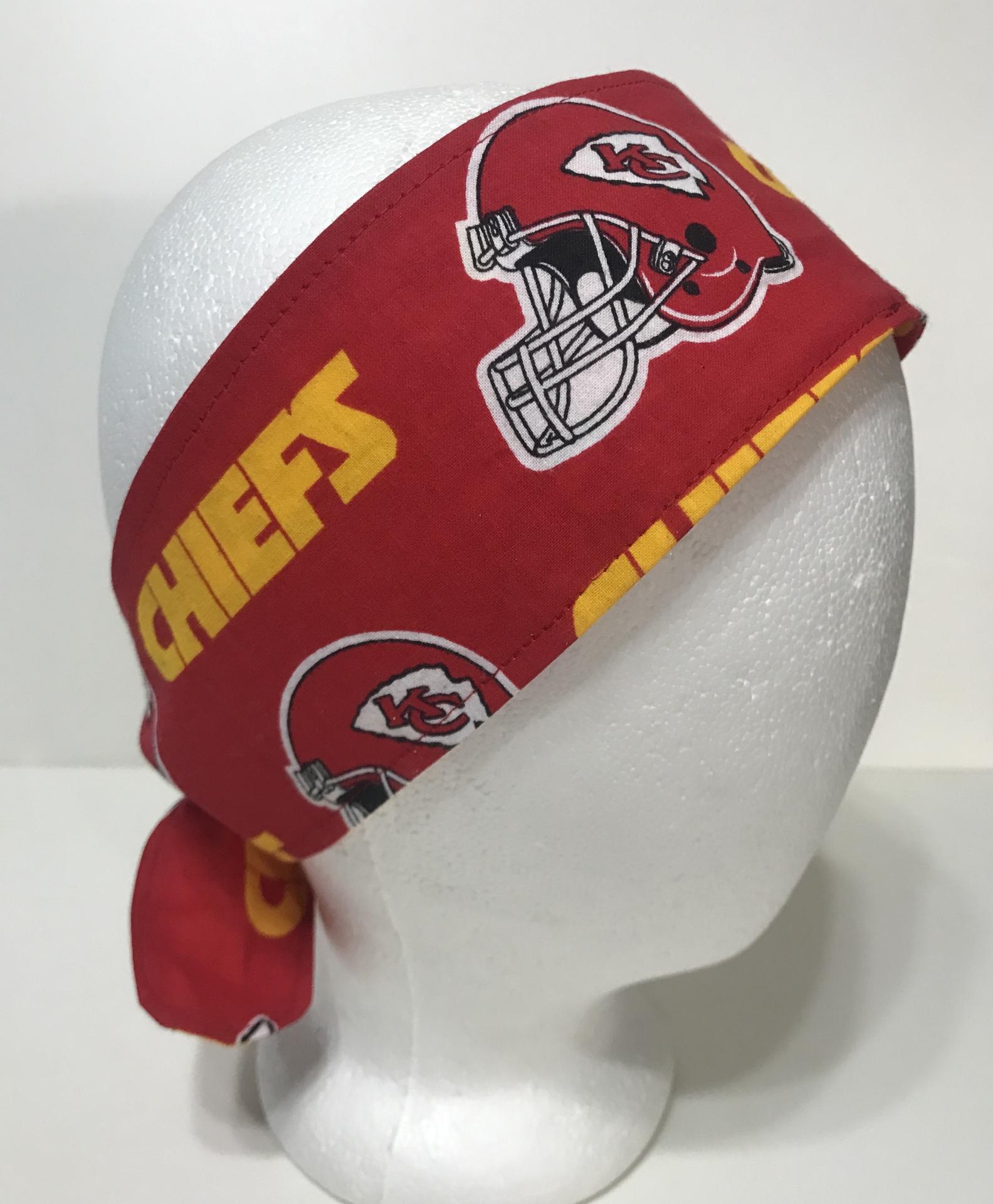 3” wide Kansas City Chiefs hair tie, headband, hair wrap, head wrap, pin up, self tie, scarf, neckerchief, retro, rockabilly, handmade