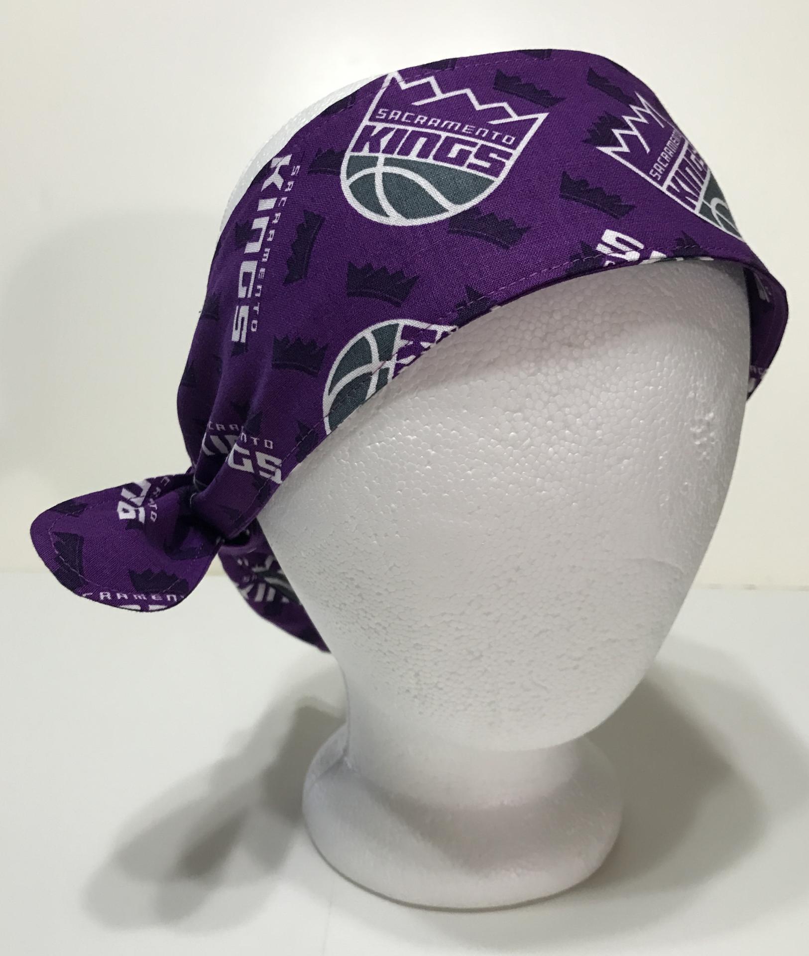 3” Wide Sacramento Kings hair tie, hair wrap, headband, pin up, self tie, scarf, neckerchief, retro, rockabilly, no wire