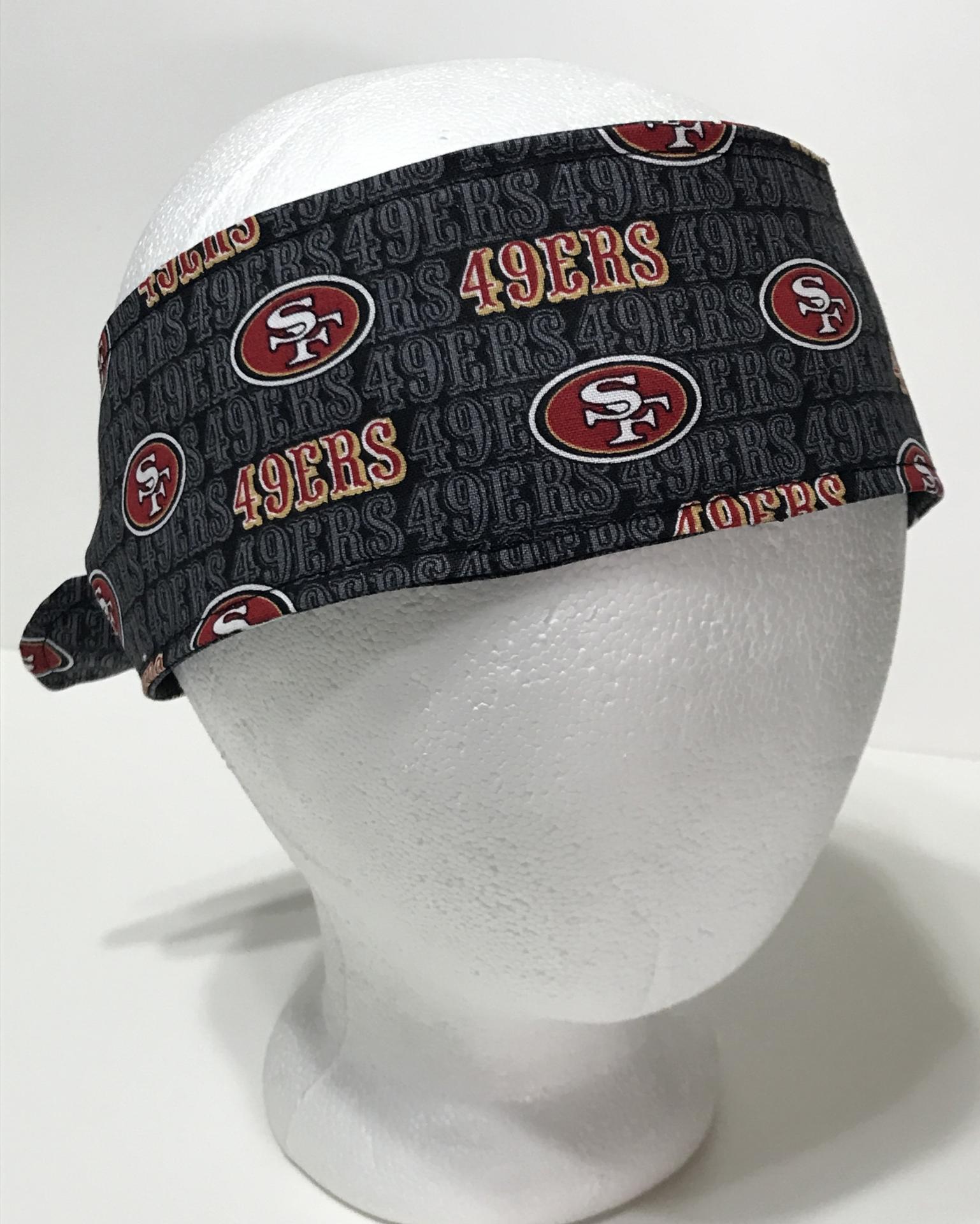 3” wide San Francisco 49ers hair tie, black grey red gold white, hair wrap, headband, pin up, self tie, scarf, neckerchief, retro, rockabilly