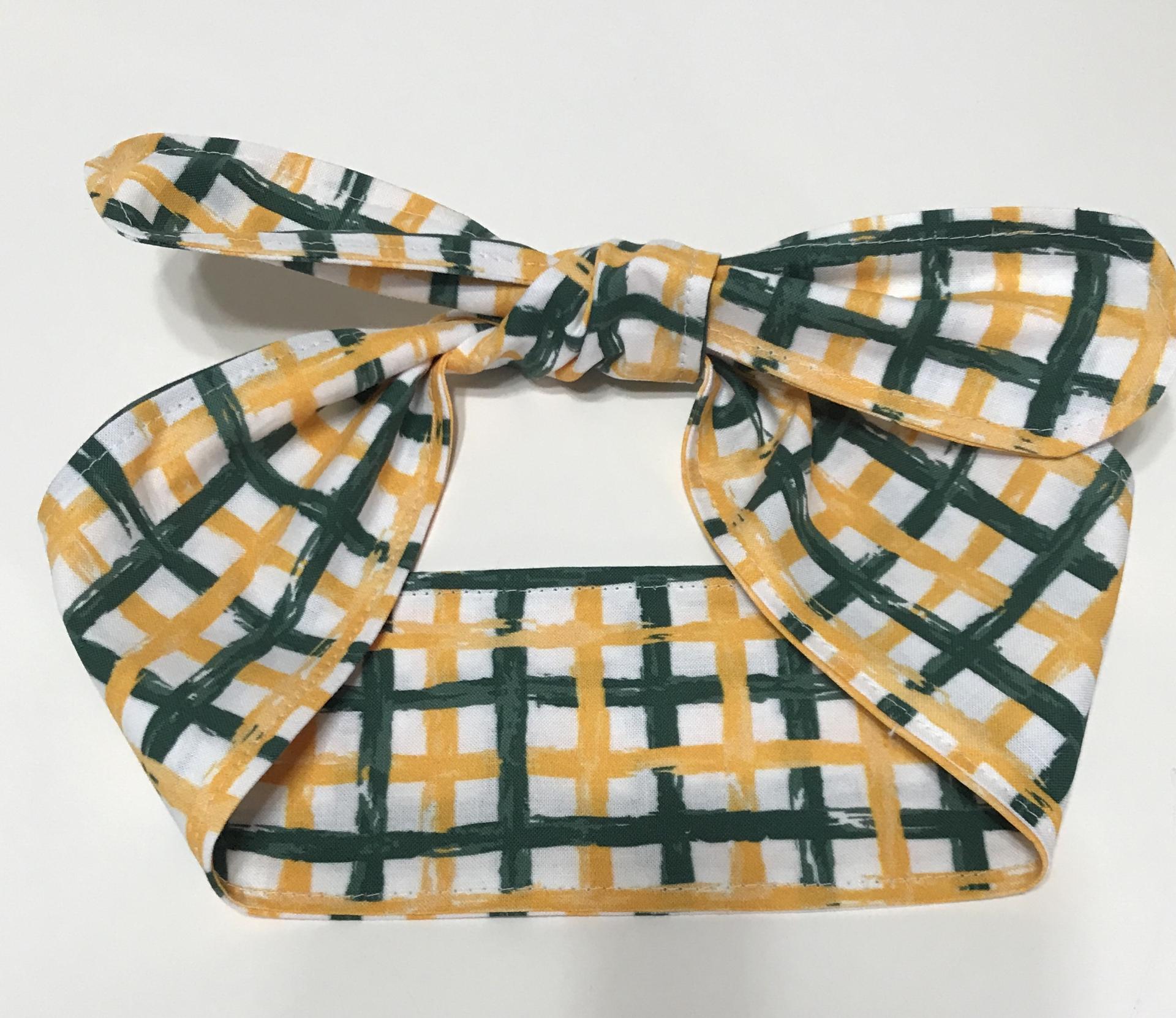 Green yellow white hair tie wrap headband Oakland Green Bay 