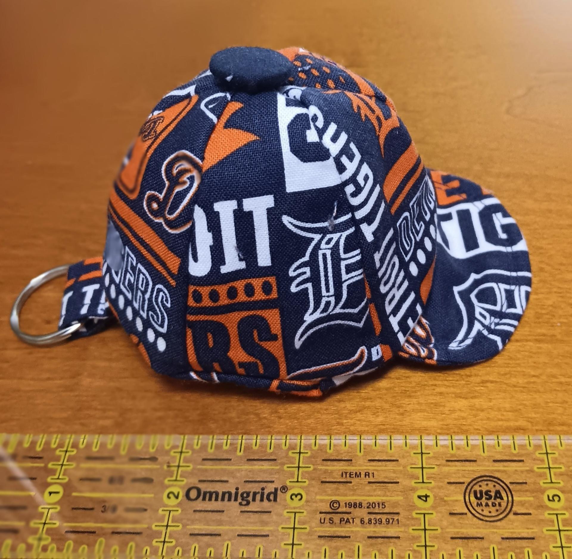 Mini Detroit Tigers Ballcap Coin Purse, Ear Bud Pouch, Ballcap Key Ring, Key Pouch, Baseball Hat Keychain, handmade from licensed fabric