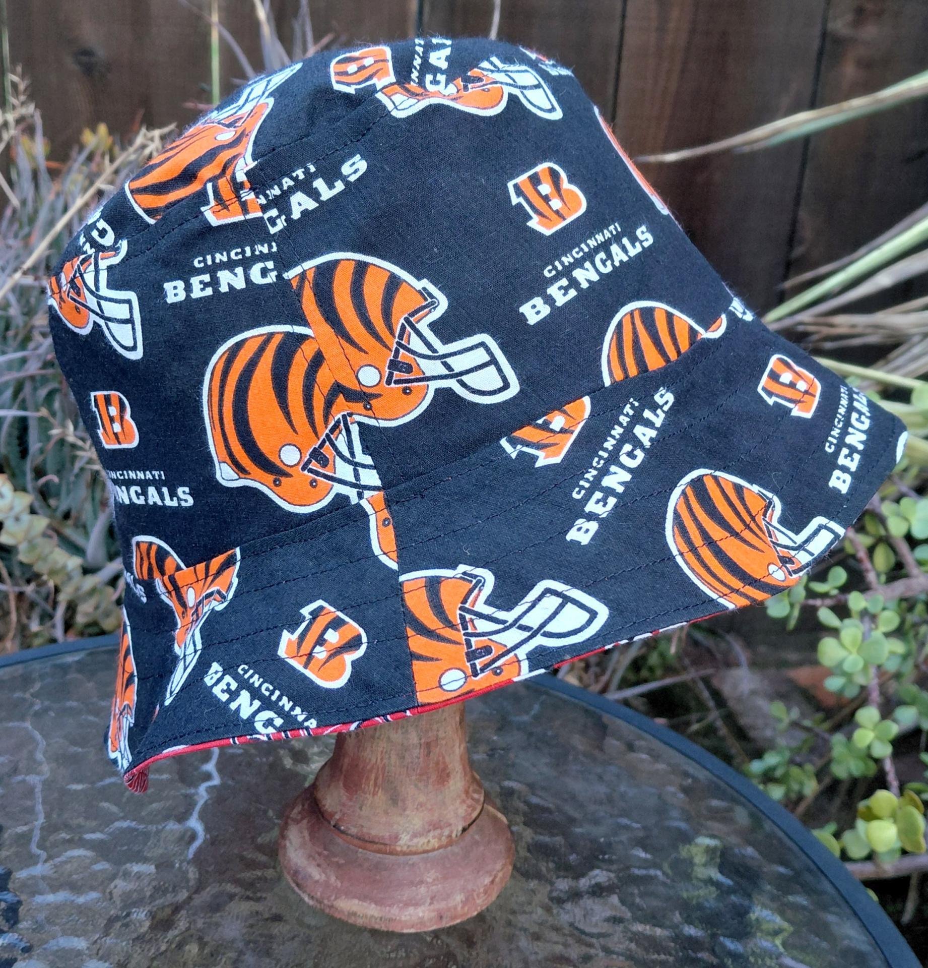Cincinnati Reds / Bengals Bucket Hat, Handmade, Reversible, Sizes up to 4XL, fishing hat, ponytail sun hat, floppy hat, football