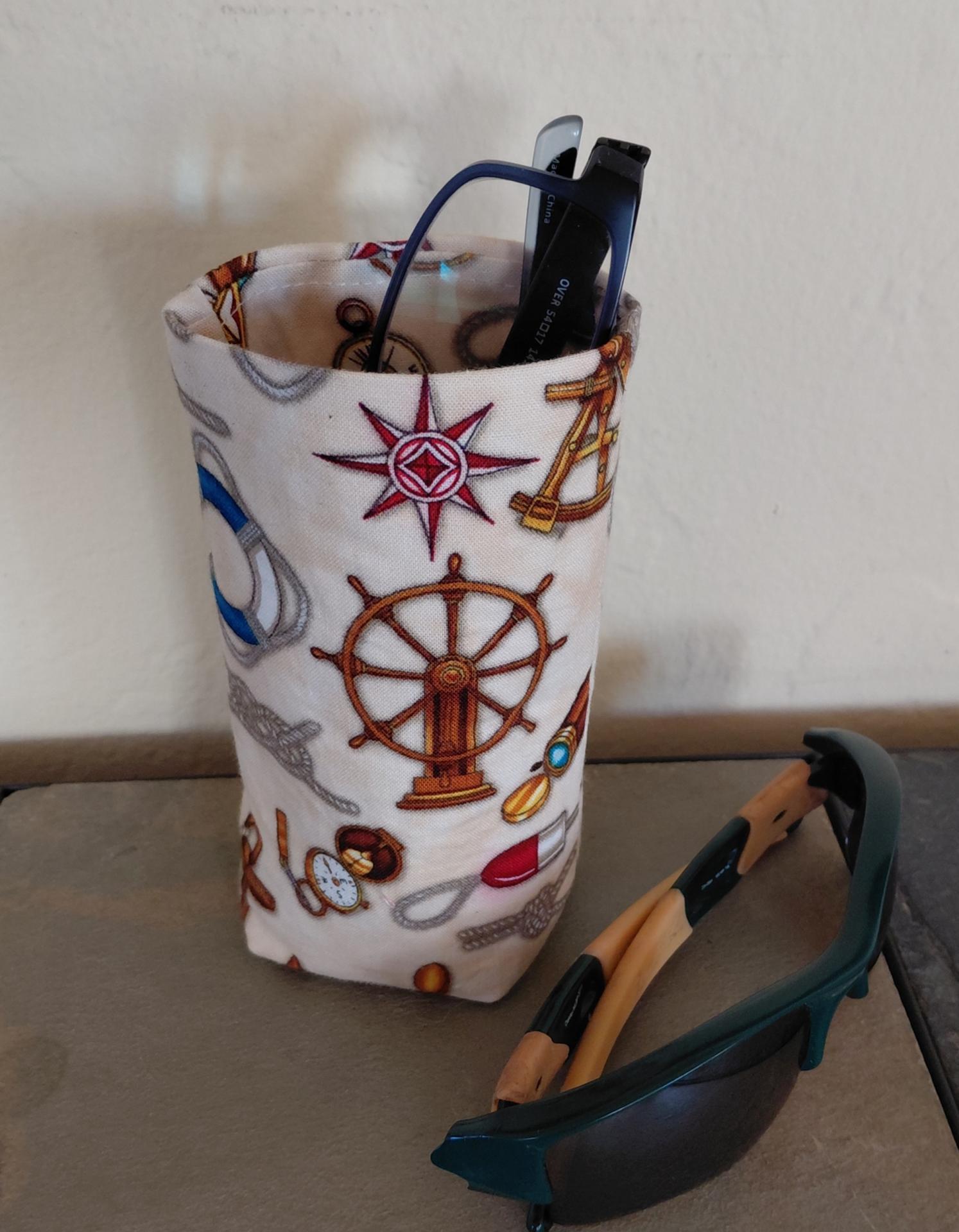 Boat Nautical Eyeglasses Holder, Glasses Stand, Glasses Holder, Weighted Stand-up Glasses Pouch, Boat Lover Gift