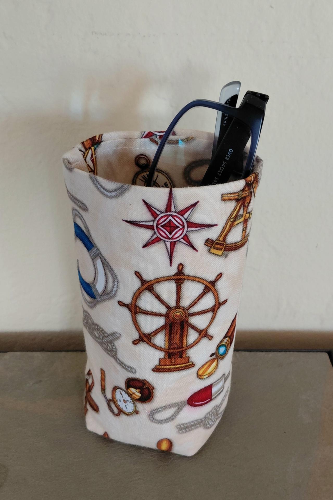 Boat Nautical Eyeglasses Holder, Glasses Stand, Glasses Holder, Weighted Stand-up Glasses Pouch, Boat Lover Gift