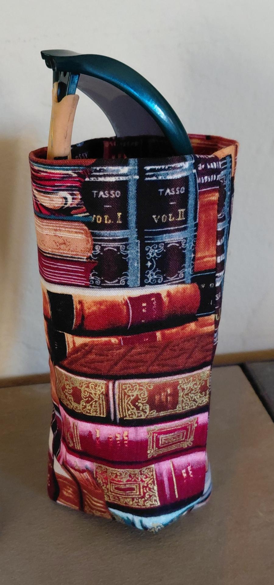 Books Print Upright Eyeglasses Holder, Handmade Fabric Reading Glasses Stand, Weighted Eyeglasses Case, Gift for Book Lover, Handmade