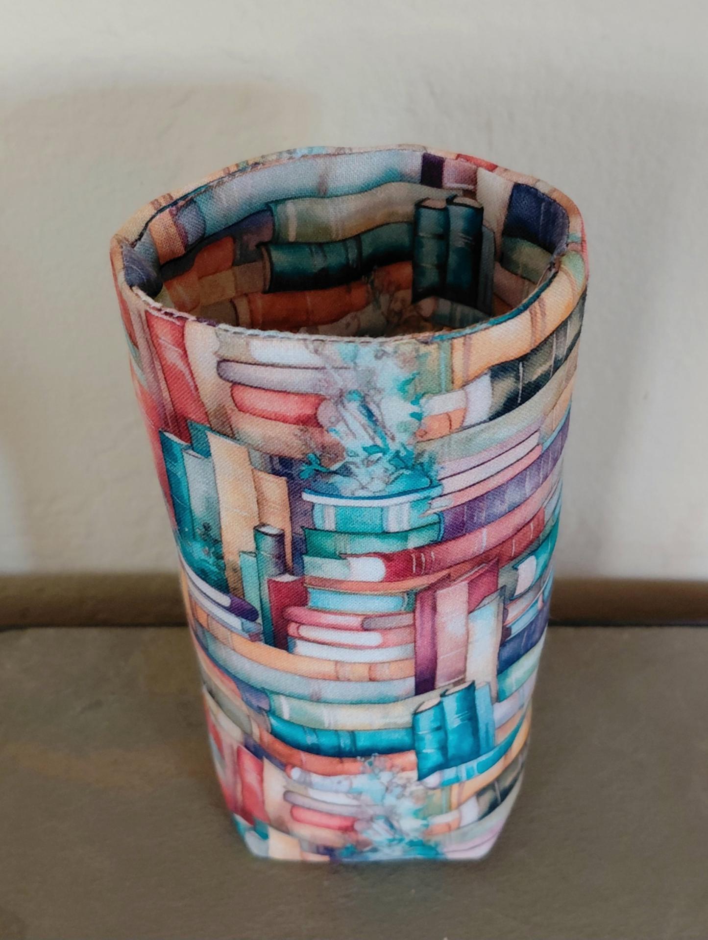 Books Print Upright Eyeglasses Holder, Handmade Fabric Reading Glasses Stand, Weighted Eyeglasses Case, Gift for Book Lover, Handmade