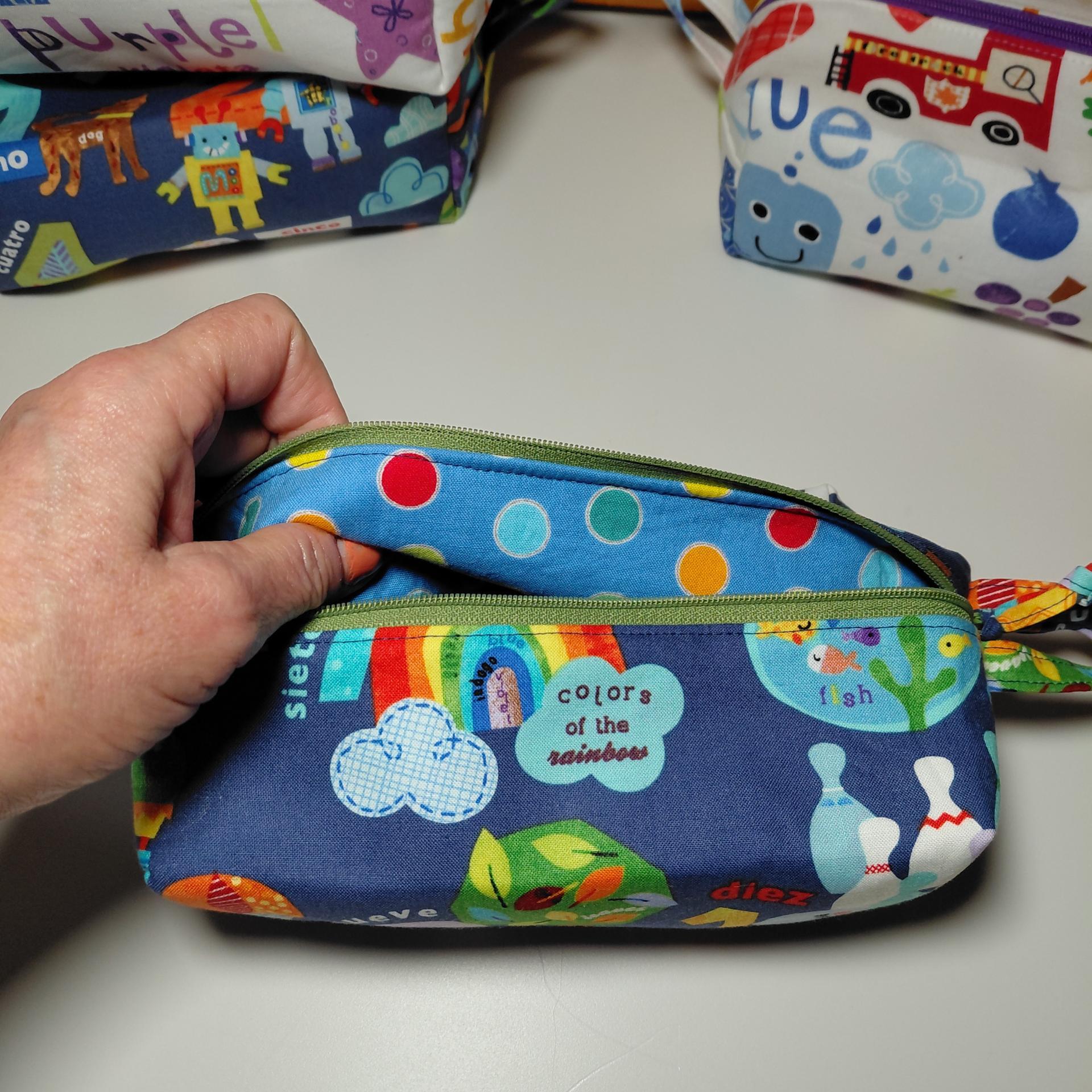 Boxy Zipper Pouch Cosmetic Bag, Colors & Numbers, Baby Shower Gift, Children's Print, Bilingual Gift Spanish and English