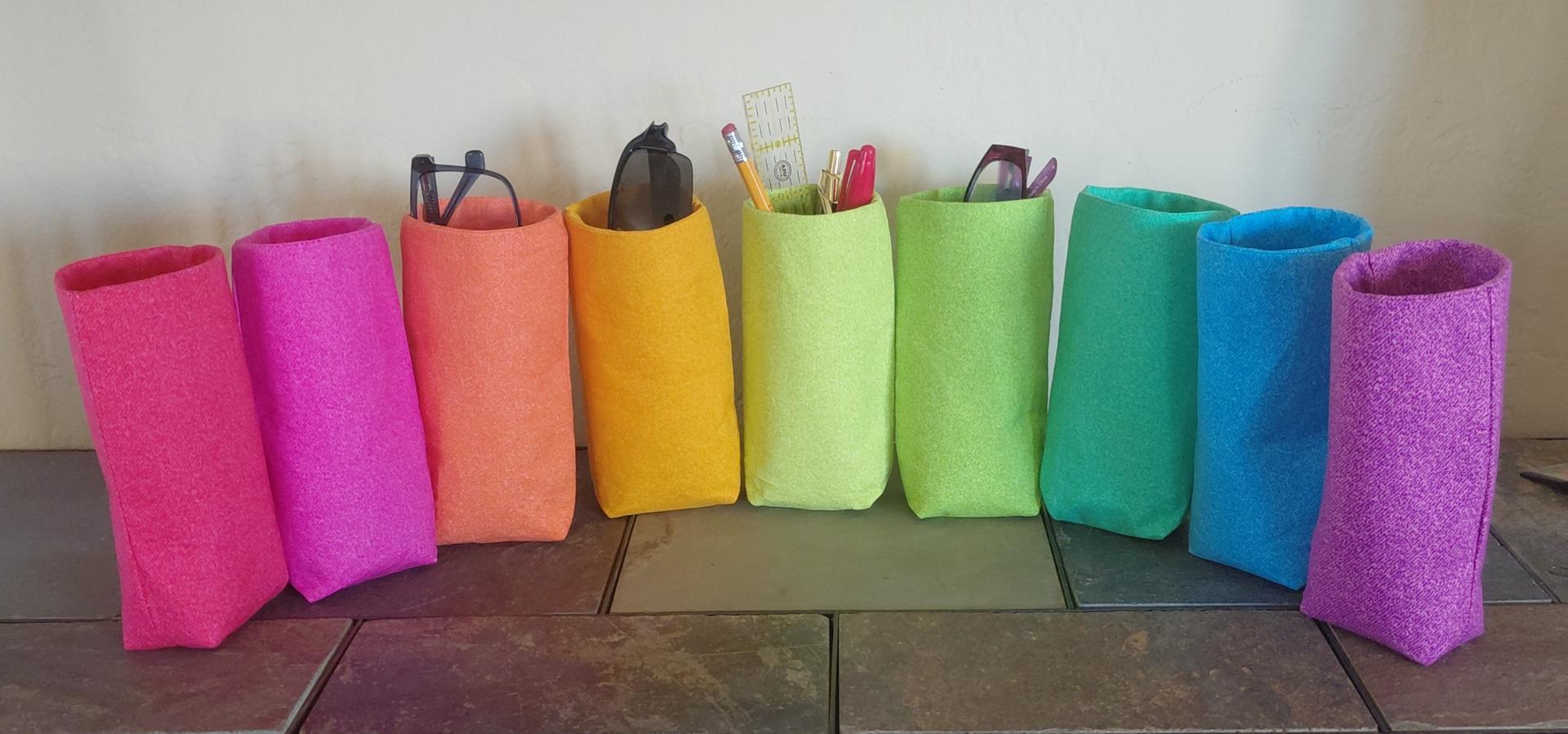 Bright Colors Upright Eyeglasses Holders, Glasses Stand, Eyeglass Cup, Weighted, Fabric Eyeglass Keeper, Bright Glasses Case, Handmade