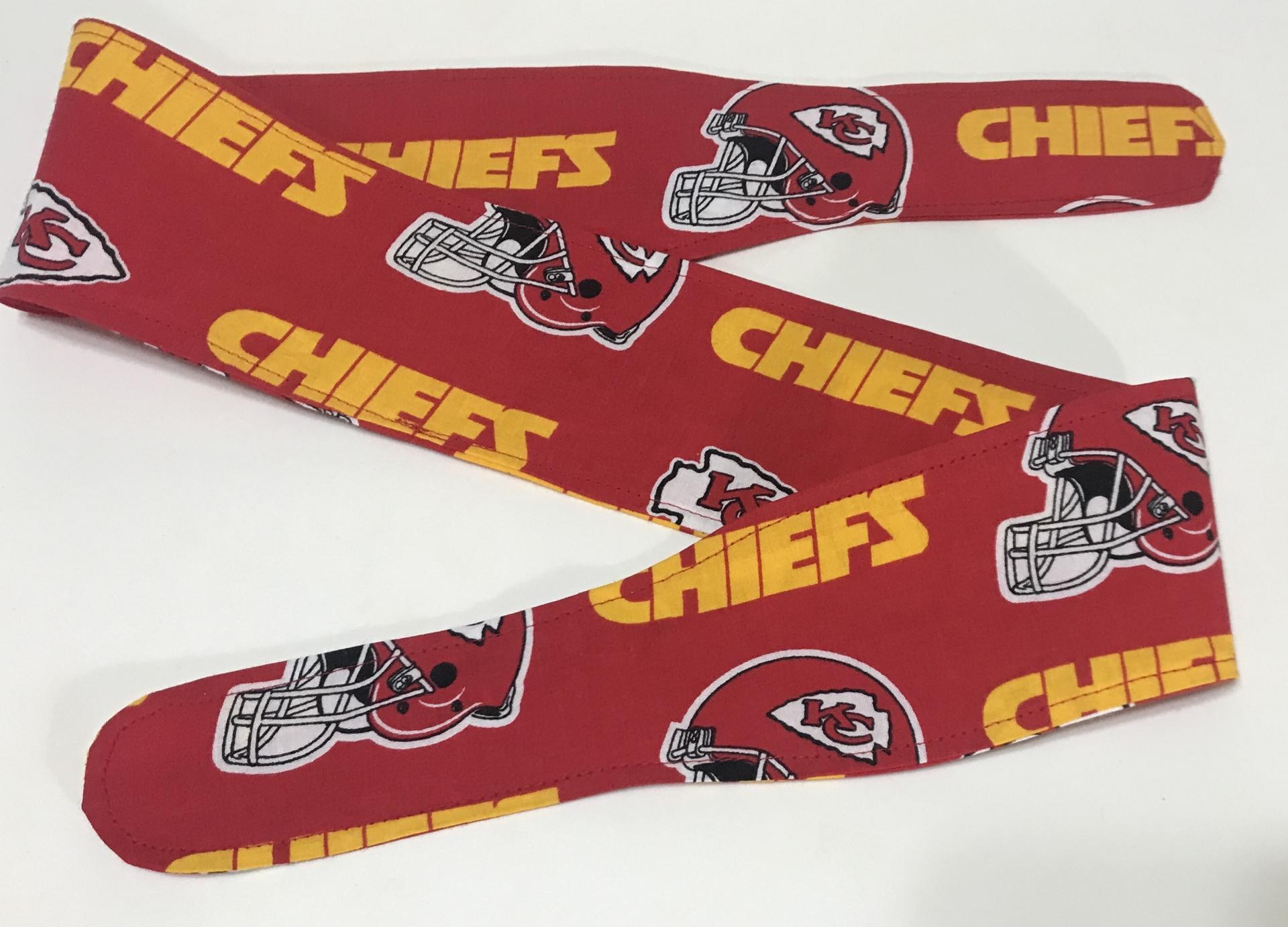 3” wide Kansas City Chiefs hair tie, headband, hair wrap, head wrap, pin up, self tie, scarf, neckerchief, retro, rockabilly, handmade