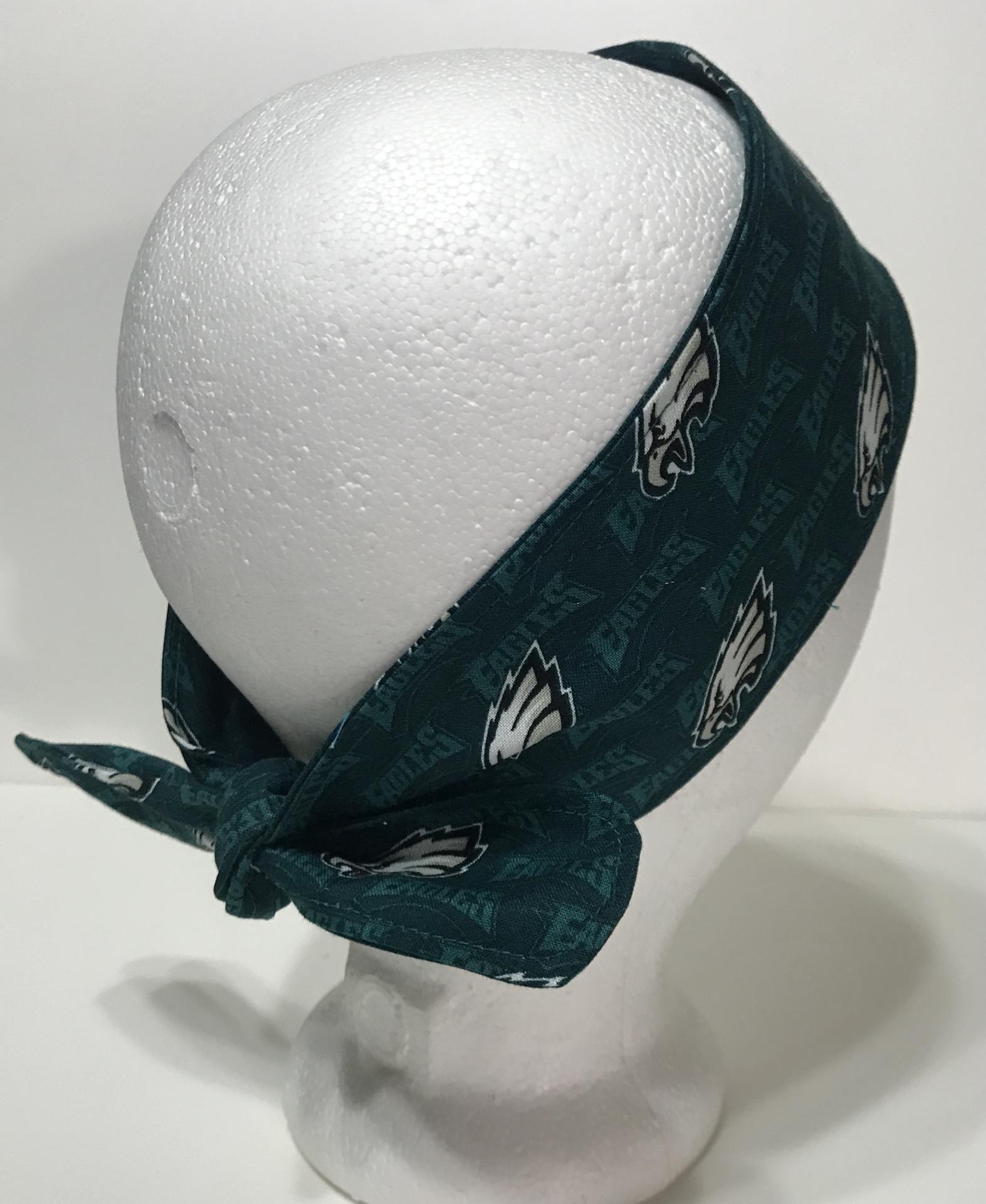 3” wide Philadelphia Eagles hair tie, hair wrap, headband, pin up, self tie, scarf, neckerchief, retro, rockabilly