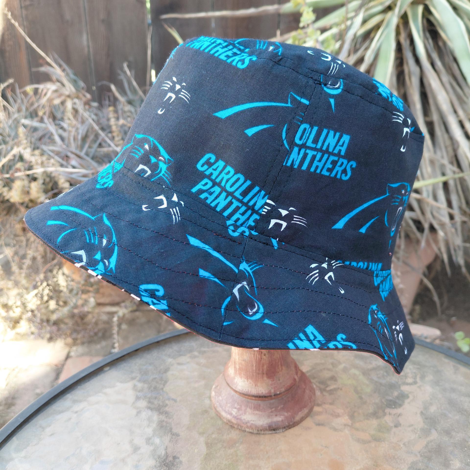 Carolina Panthers Bucket Hat, Reversible, Unisex Sizes up to 4XL, handmade, cotton, summer fishing hat, sun hat, floppy hat, ponytail hat, football
