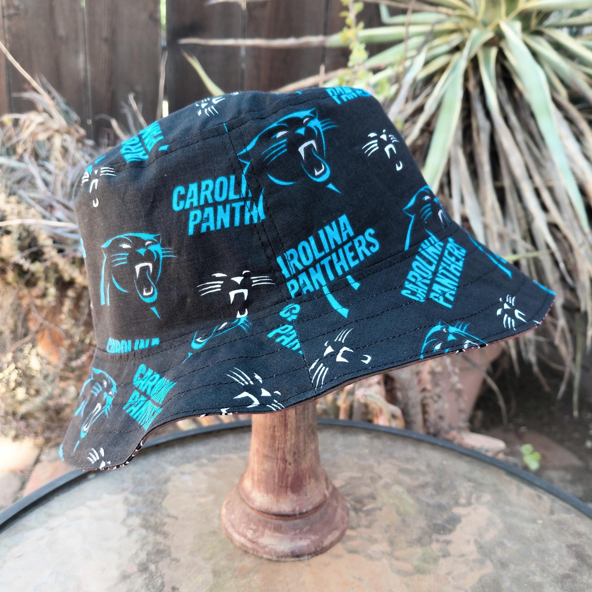 Carolina Panthers Bucket Hat, Reversible, Unisex Sizes up to 4XL, handmade, cotton, summer fishing hat, sun hat, floppy hat, ponytail hat, football