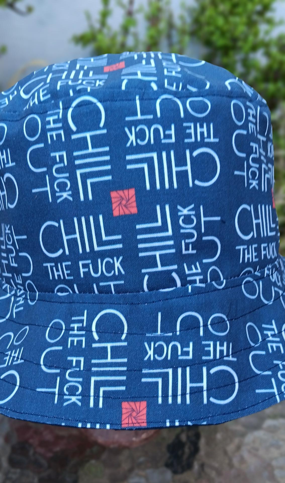 Chill The F*ck Out Bucket Hat, Reversible to Dark Navy Blue, Sizes up to 4XL, summer hat, sun hat, floppy hat, funny sassy gift for friend