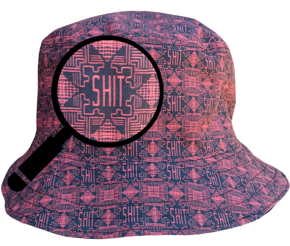 Geometic "SH*T" Print Bucket Hat, Reversible to Black, S-XXL, summer hat, sun hat, floppy hat, funny sassy gift for friend