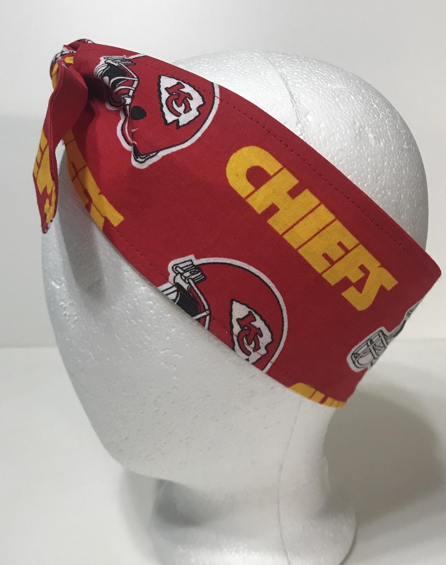 3” wide Kansas City Chiefs hair tie, headband, hair wrap, head wrap, pin up, self tie, scarf, neckerchief, retro, rockabilly, handmade